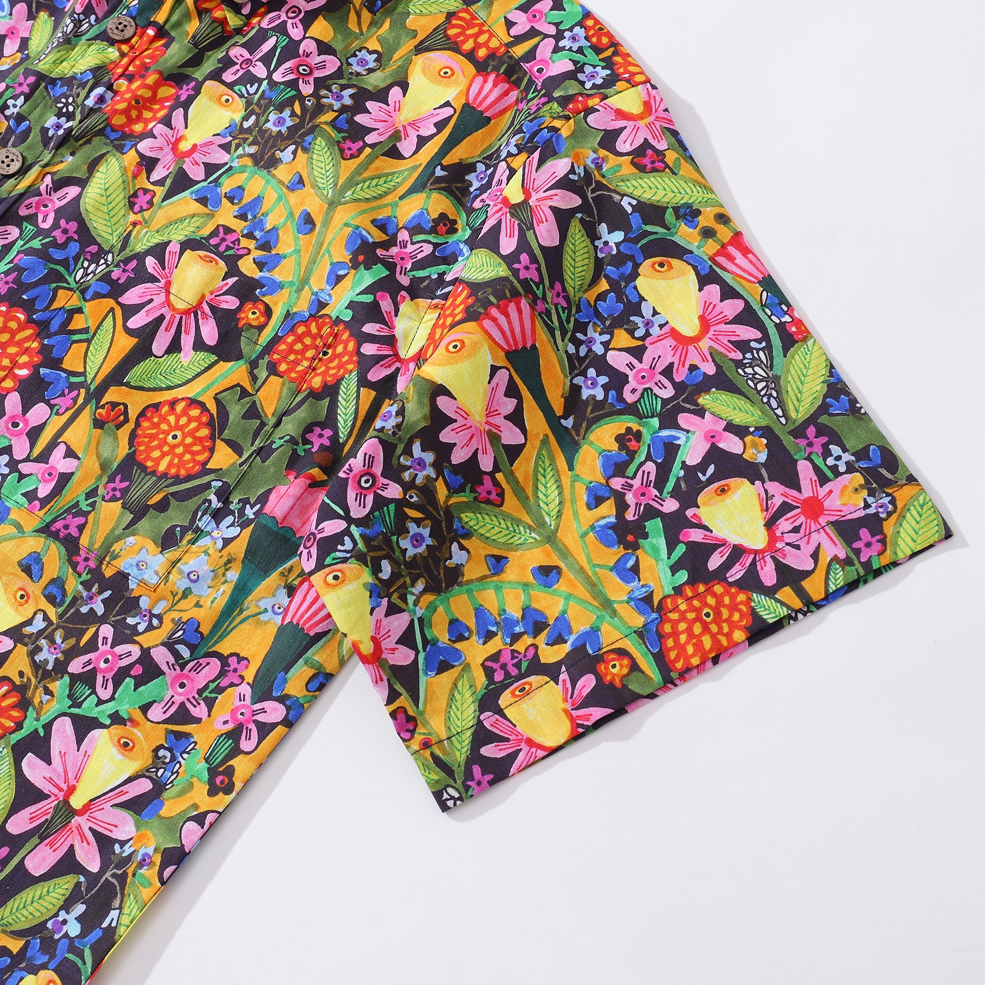 Hawaiian Shirt für Männer Mango Flower Fusion von Sharon Nullmeyer Button-down Hemd Kurzarm 100% Baumwolle Aloha Hemd