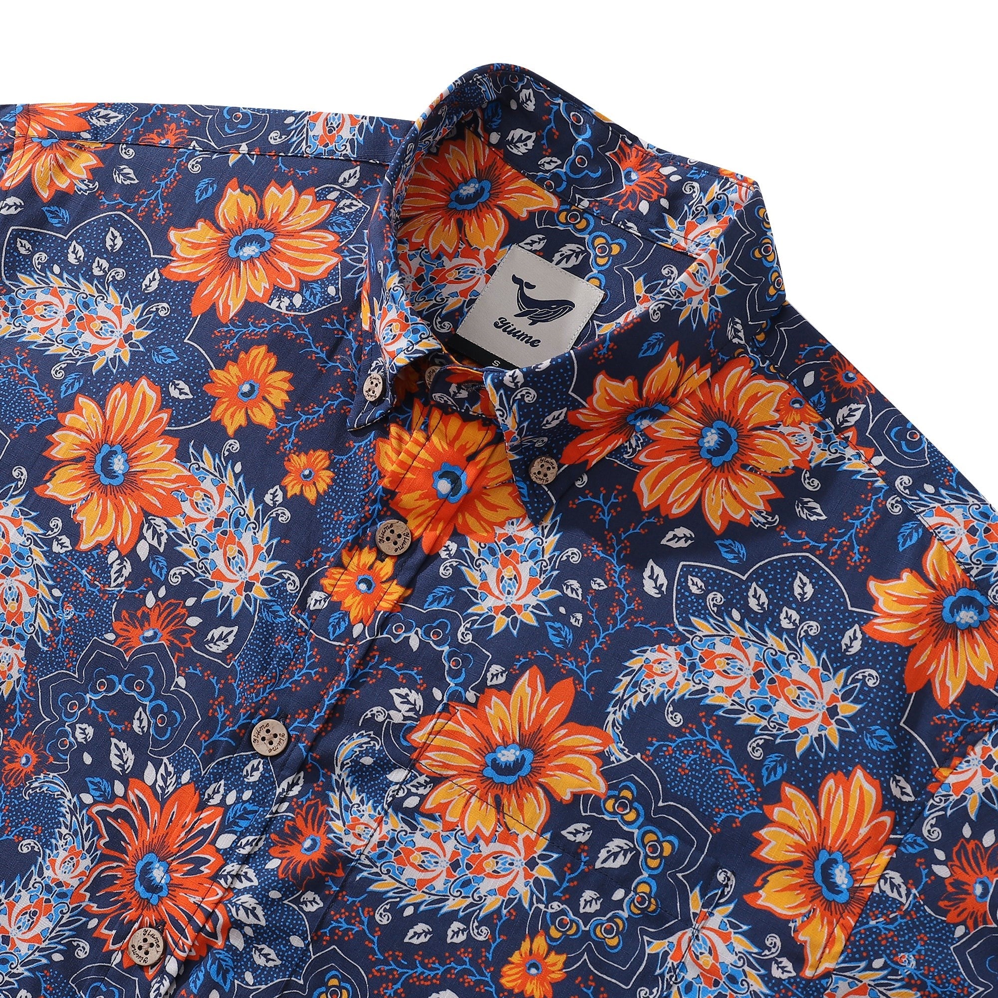 Hawaiian Shirt für Männer Sunset Garden Button-Down Shirt Kurzarm 100% Baumwolle Shirt