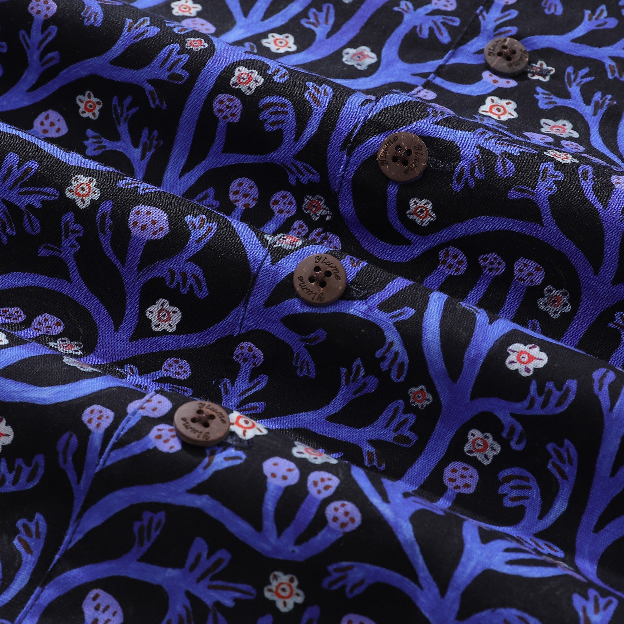 1960s Vintage Hawaiian Shirt For Men 100% Cotton Camp Collar Shirt Midnight Garden Shirt