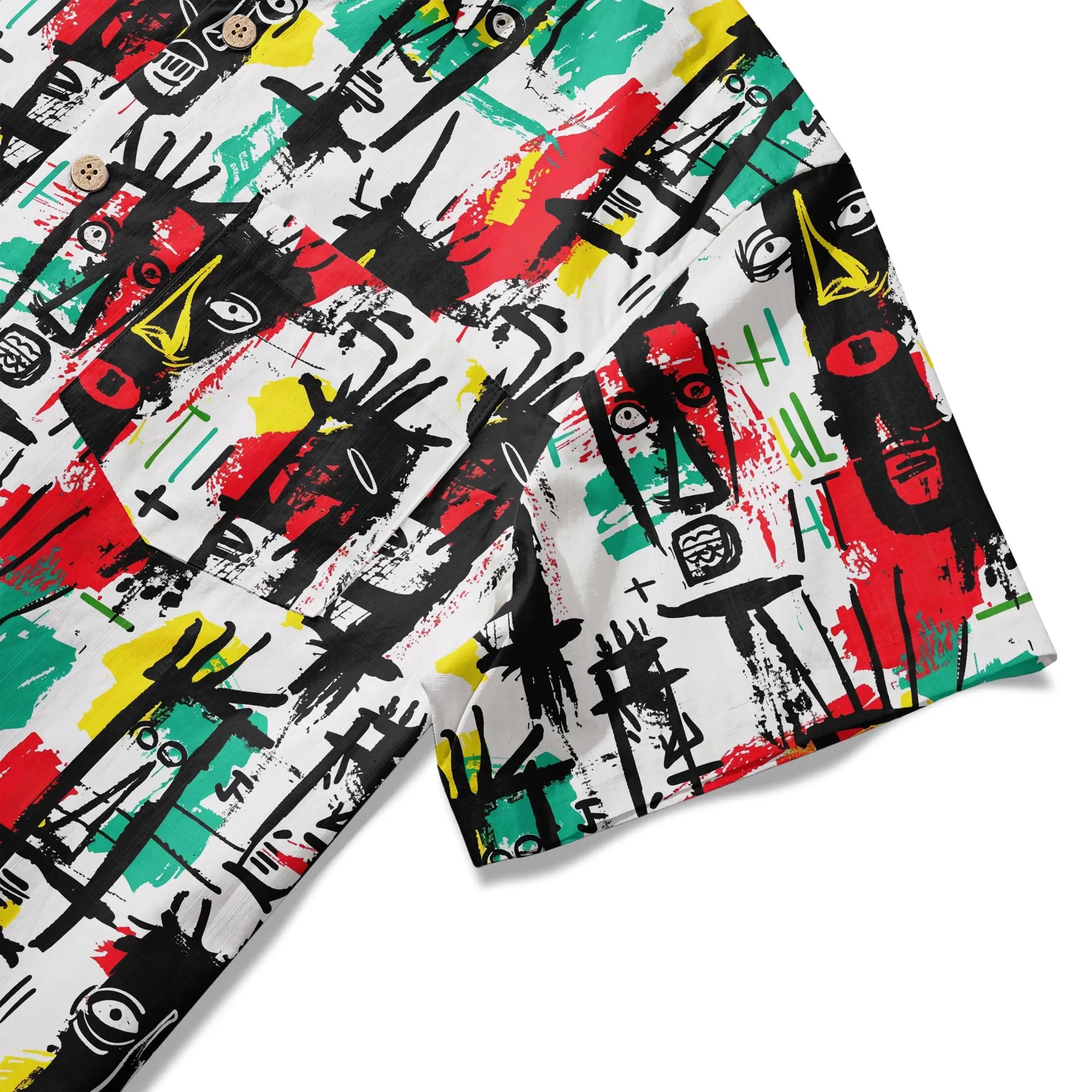 Men's Hawaiian shirt with button-up collar and short sleeves