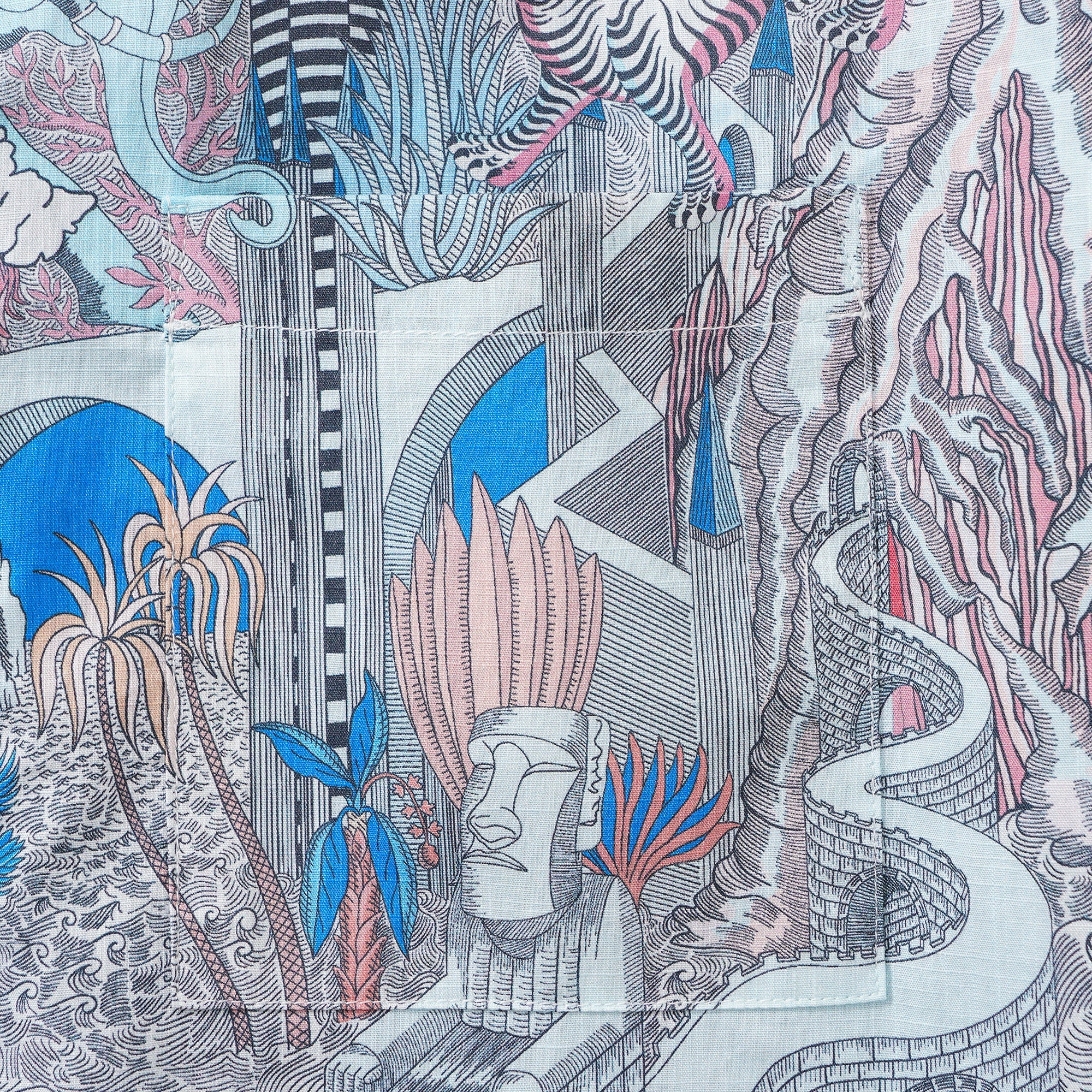 メンズアロハシャツ半袖ボタン100%コットンブルーAloha Cosmic Wonder