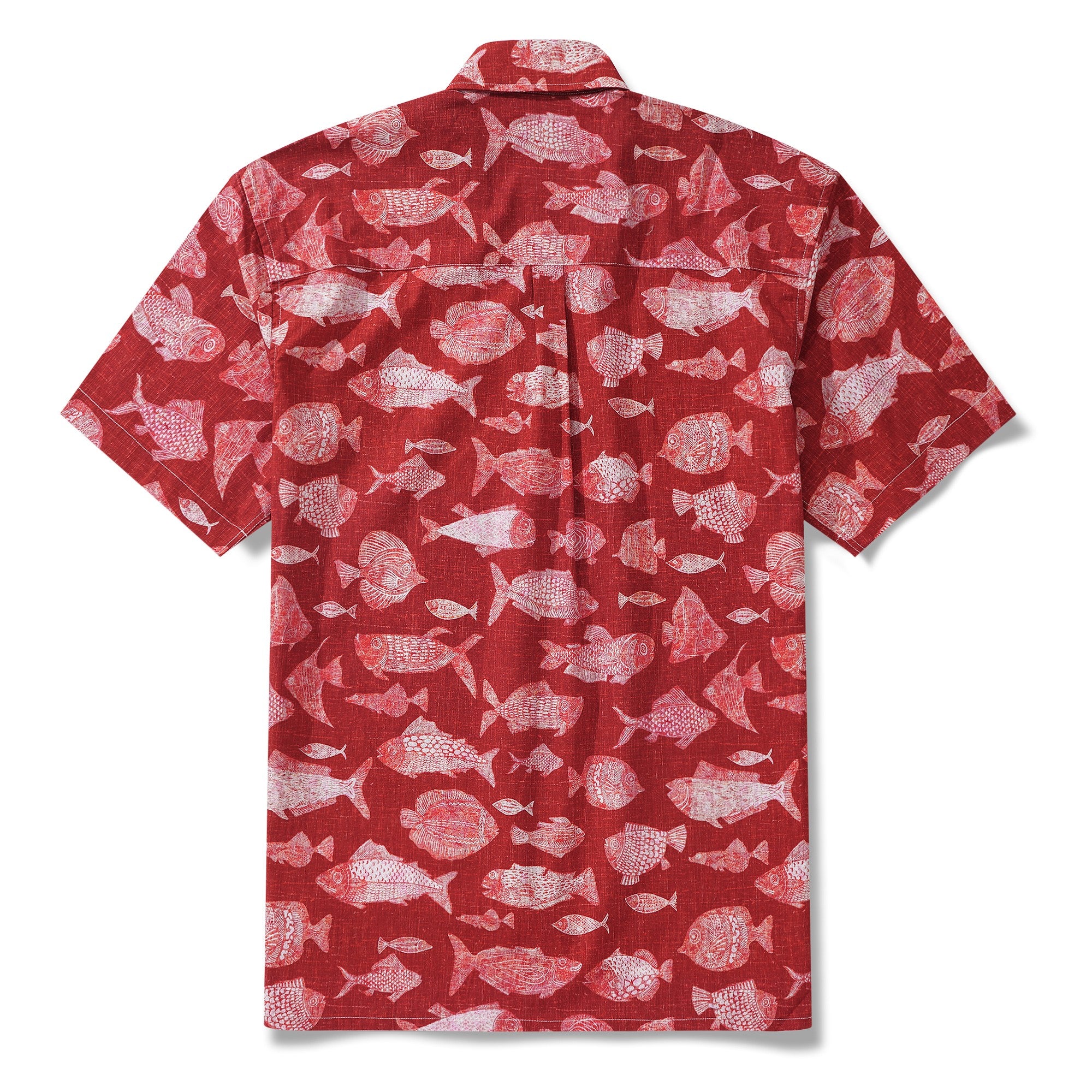 Chemise hawaïenne à poisson rouge masculin 100% coton bouton-mouton à manches courtes à manches courtes pour cadeau