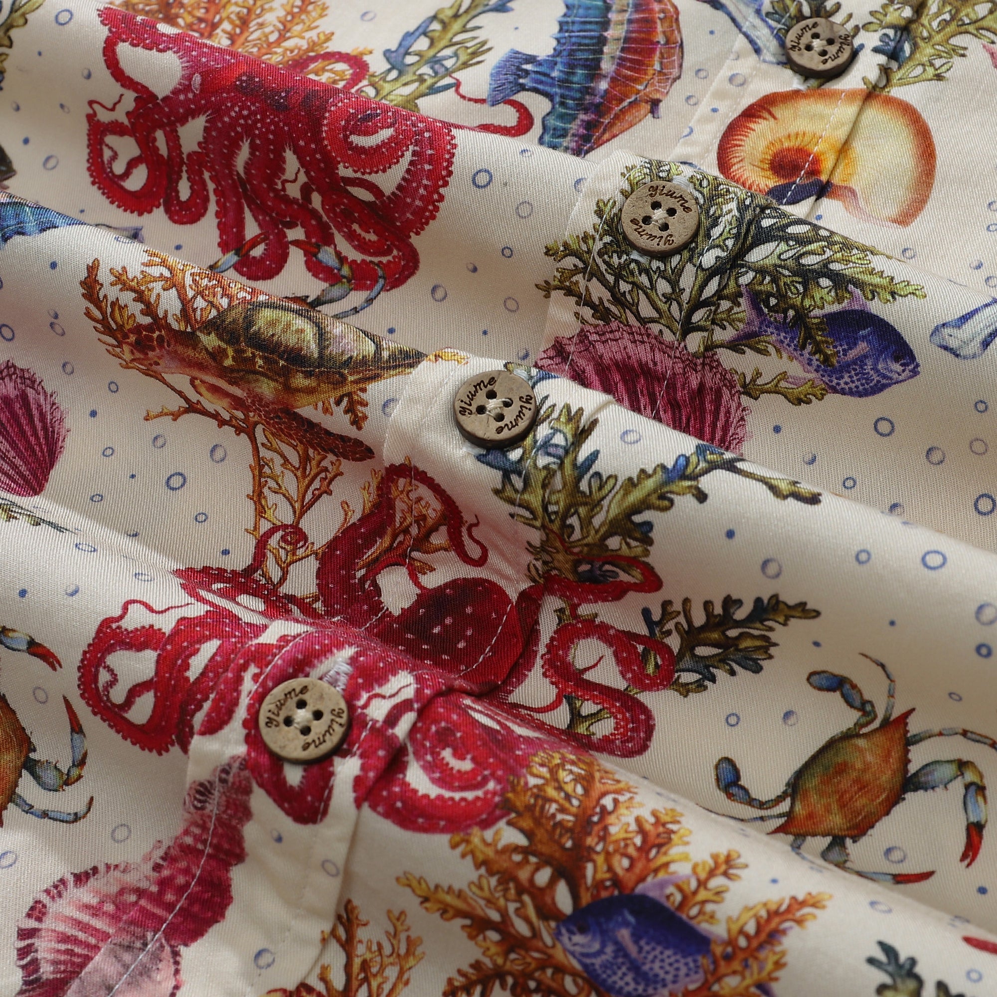 Chemise hawaïenne funky pour homme Imprimé de la vie marine Hippocampe Pieuvre en coton à boutons