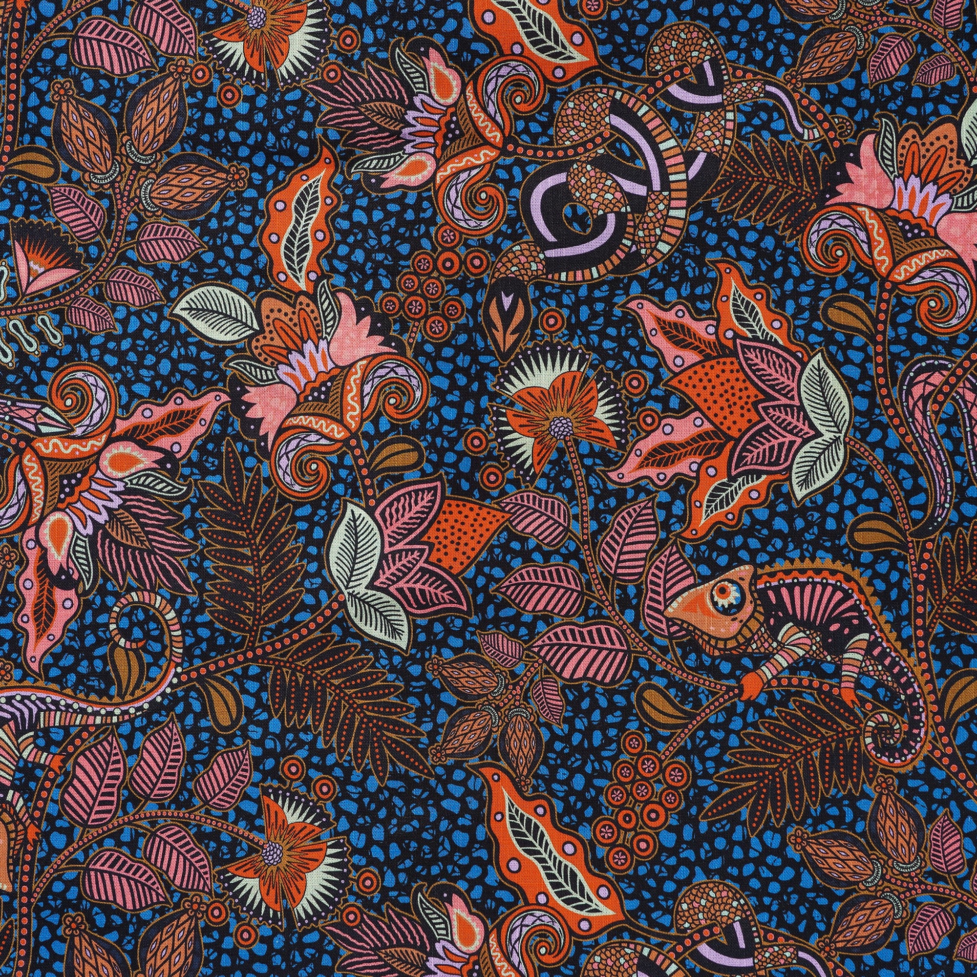 Men's Hawaiian Shirt Long Sleeve Button-down 100% Cotton Green Aloha Chameleon Ankara