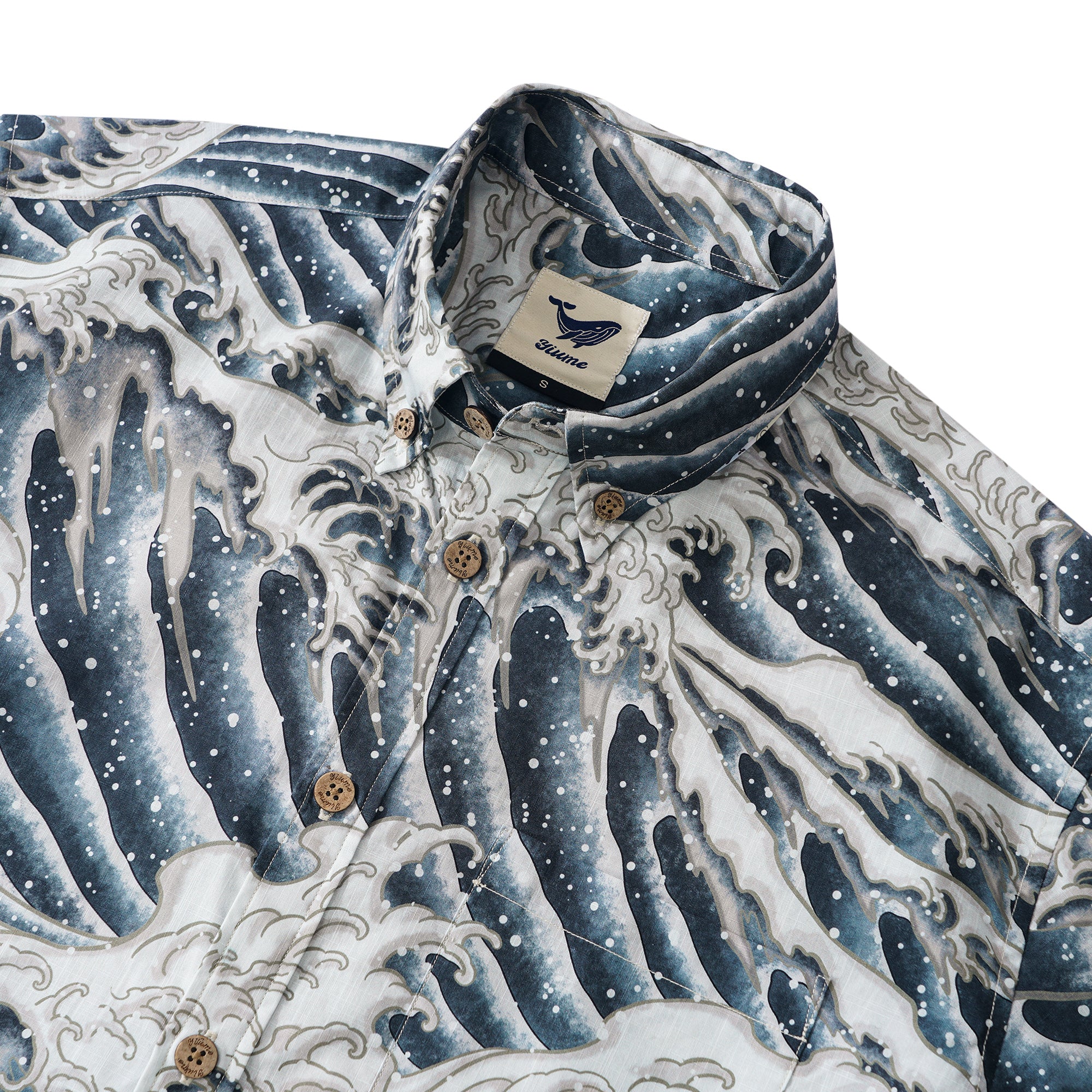 Chemise à manches courtes en coton 100% pour homme, beige, Aloha hawaïenne, Surfing Nuit Sombre