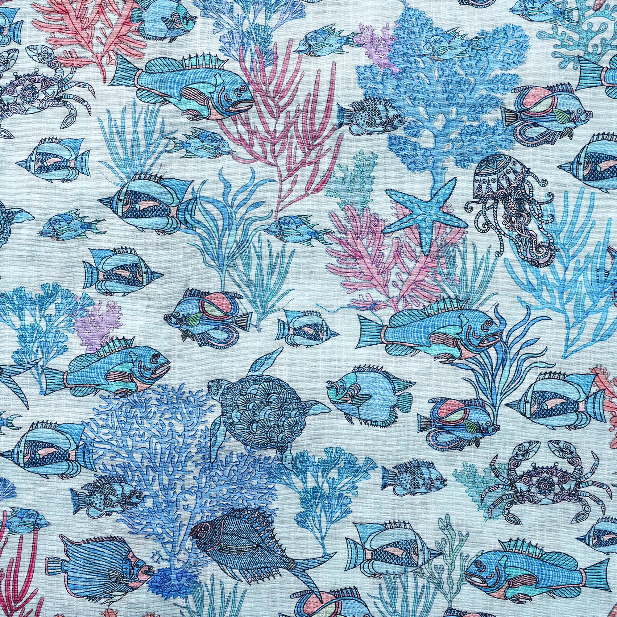 Blue Hawaiian Shirt for Men Fish Shirt à manches courtes à manches courtes 100% coton Blue balas Boho