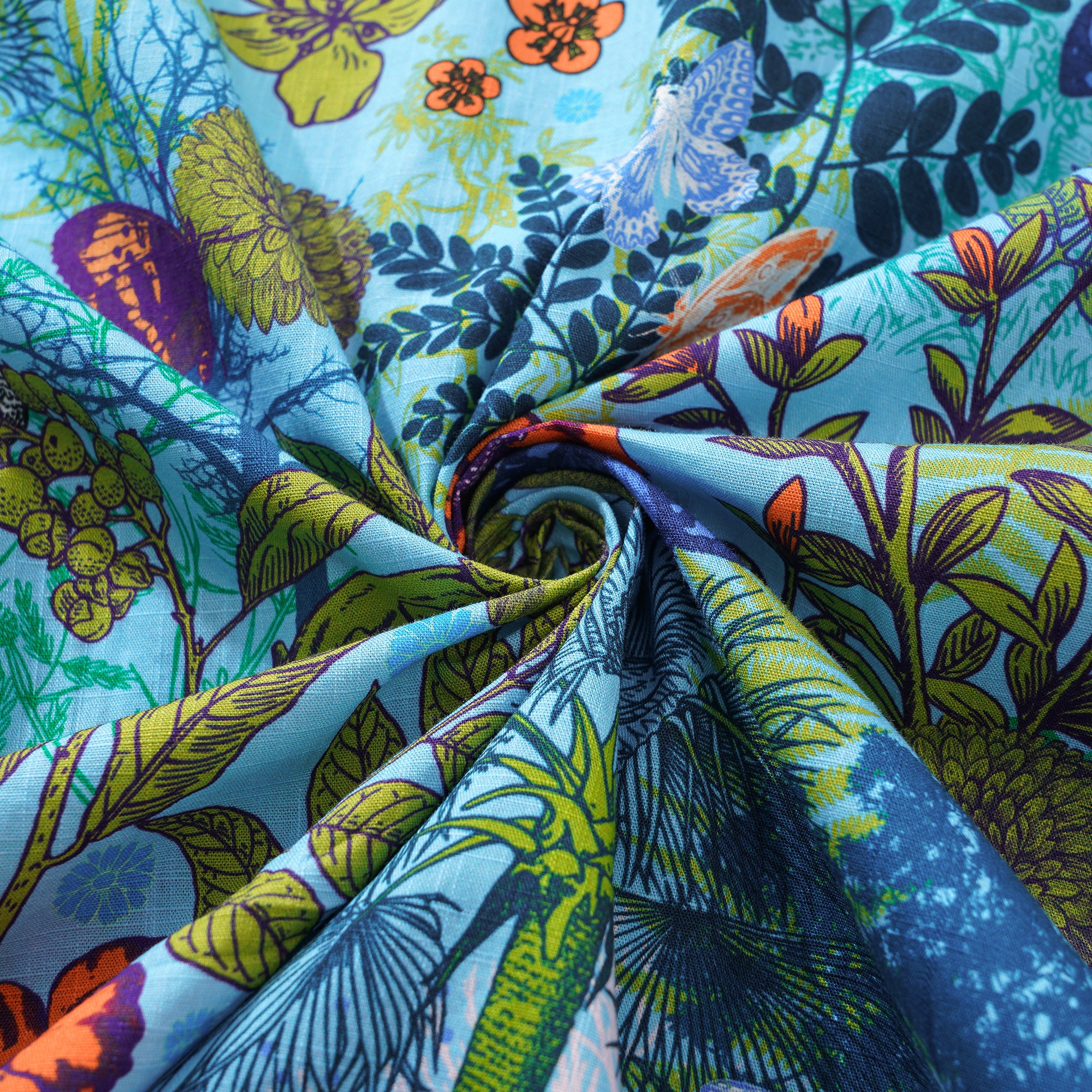 Men's Hawaiian Shirt Short Sleeve Camp Collar 100% Cotton Green Aloha Whispering Woods