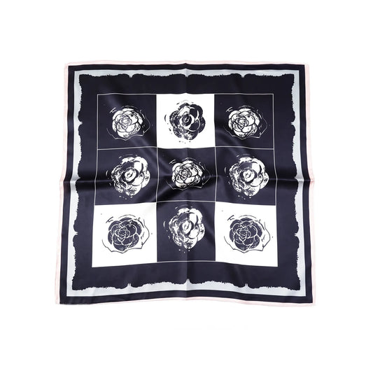 Floral square scarf 100% mulberry silk, luxury accessory