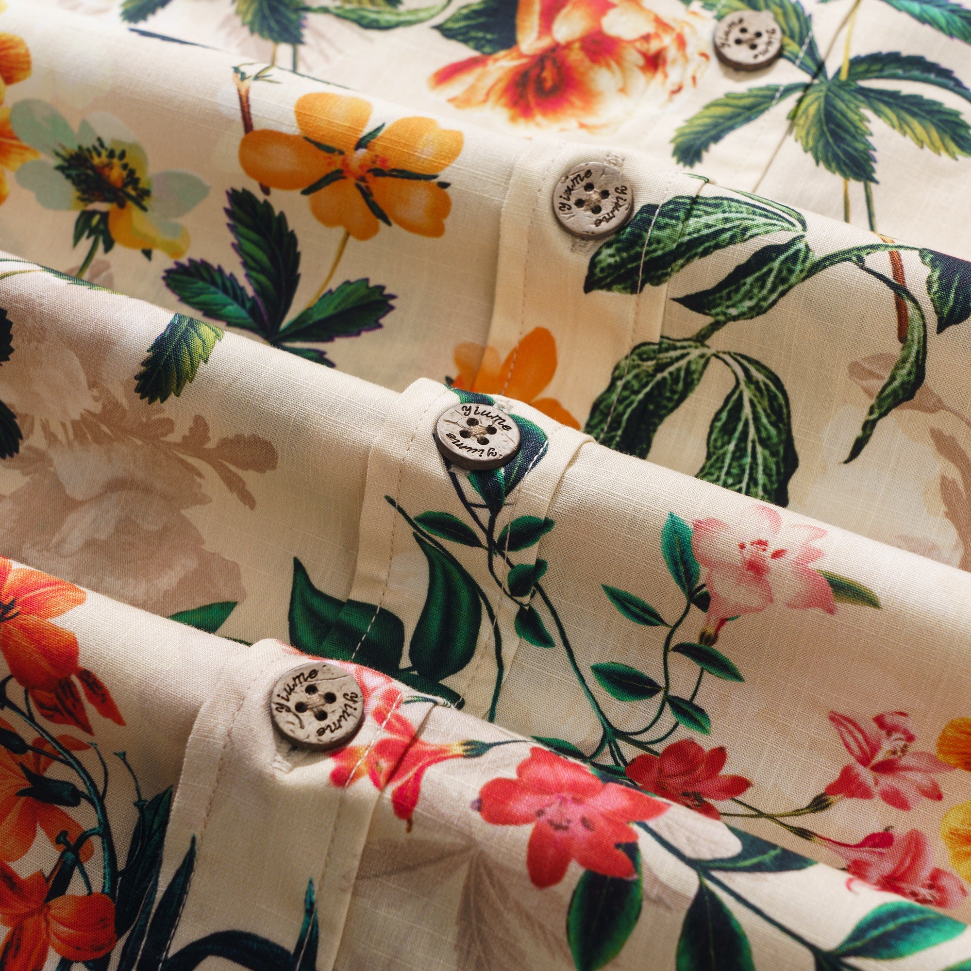 Yiume 1930s Floral Hawaiian Shirt Mens 100% CottonShort Sleeve Button-down Aloha Shirt Floral Radiance