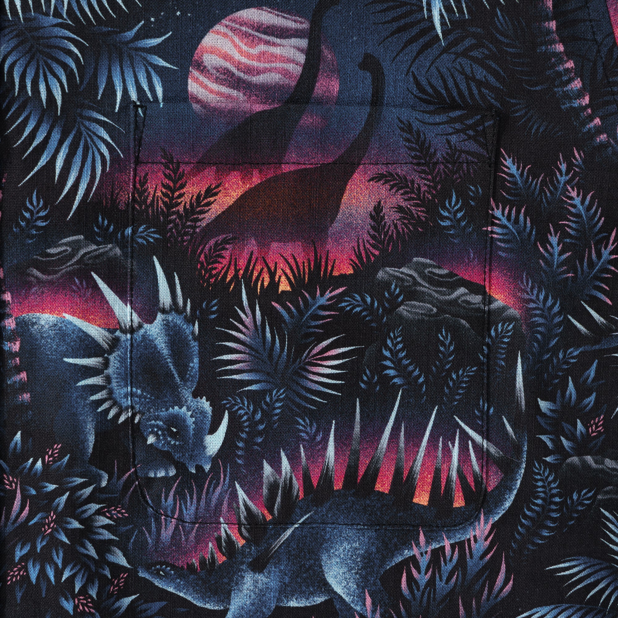 Men's Hawaiian Shirt Dinosaur Lagoon By Andrea Muller Cotton Button-down Long Sleeve Aloha Shirt