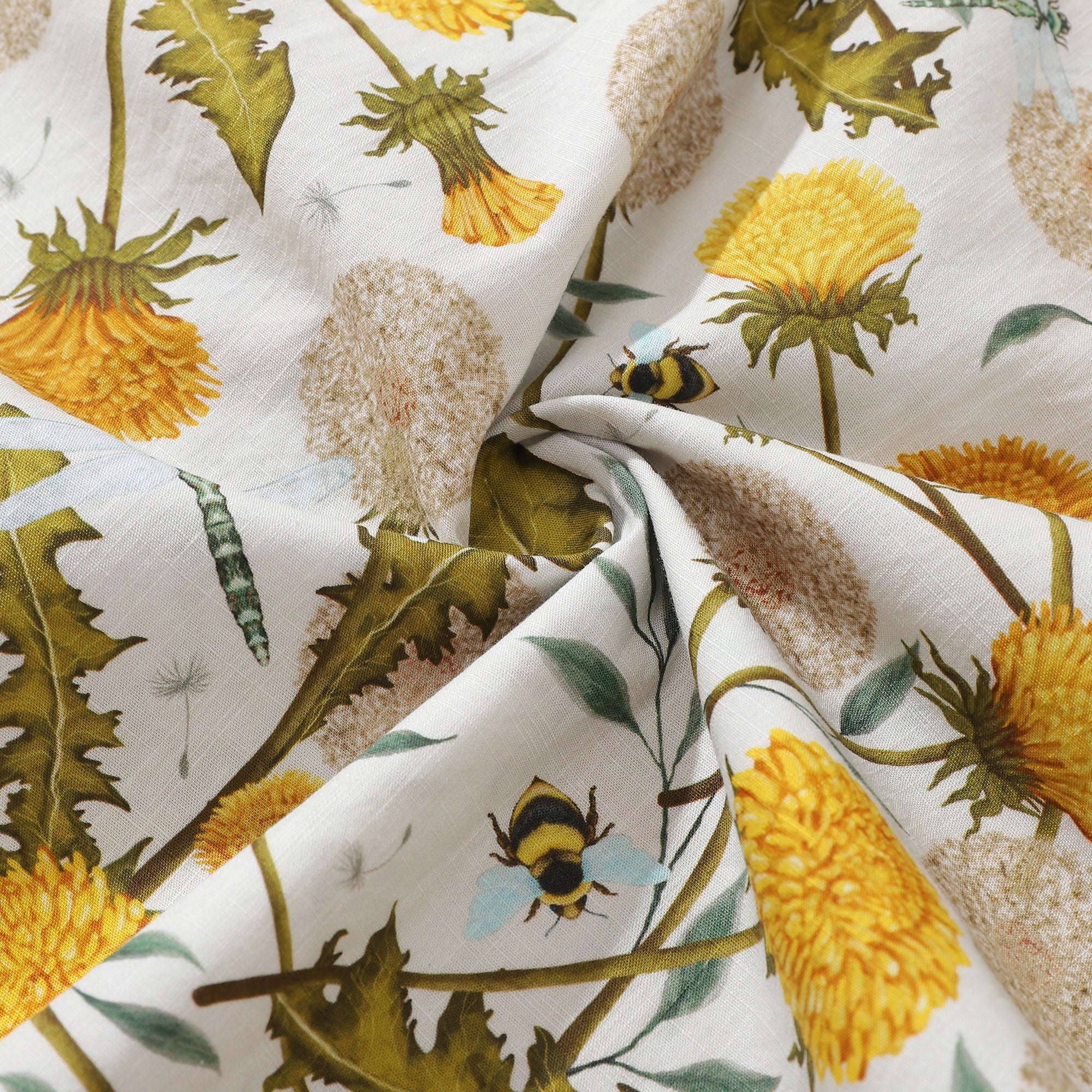 Yiume Tropical Hawaiian Shirt For Men 100% Cotton Short Sleeve Button-down Aloha Shirt Dandelions and Dragonflies Shirt