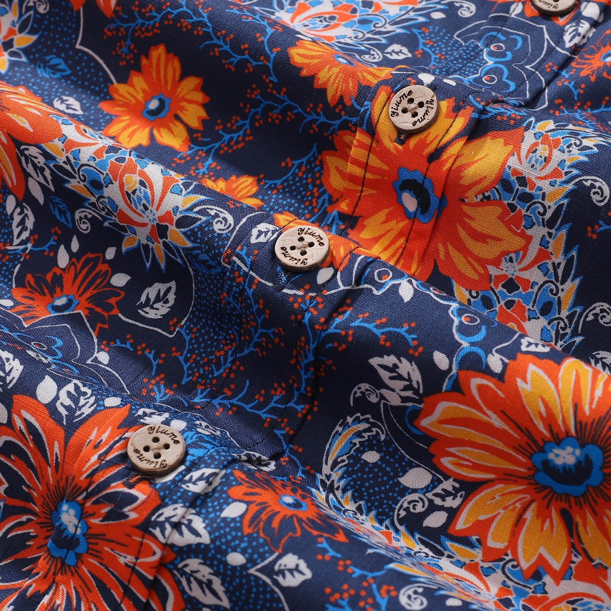 Hawaiian Shirt für Männer Sunset Garden Button-Down Shirt Kurzarm 100% Baumwolle Shirt