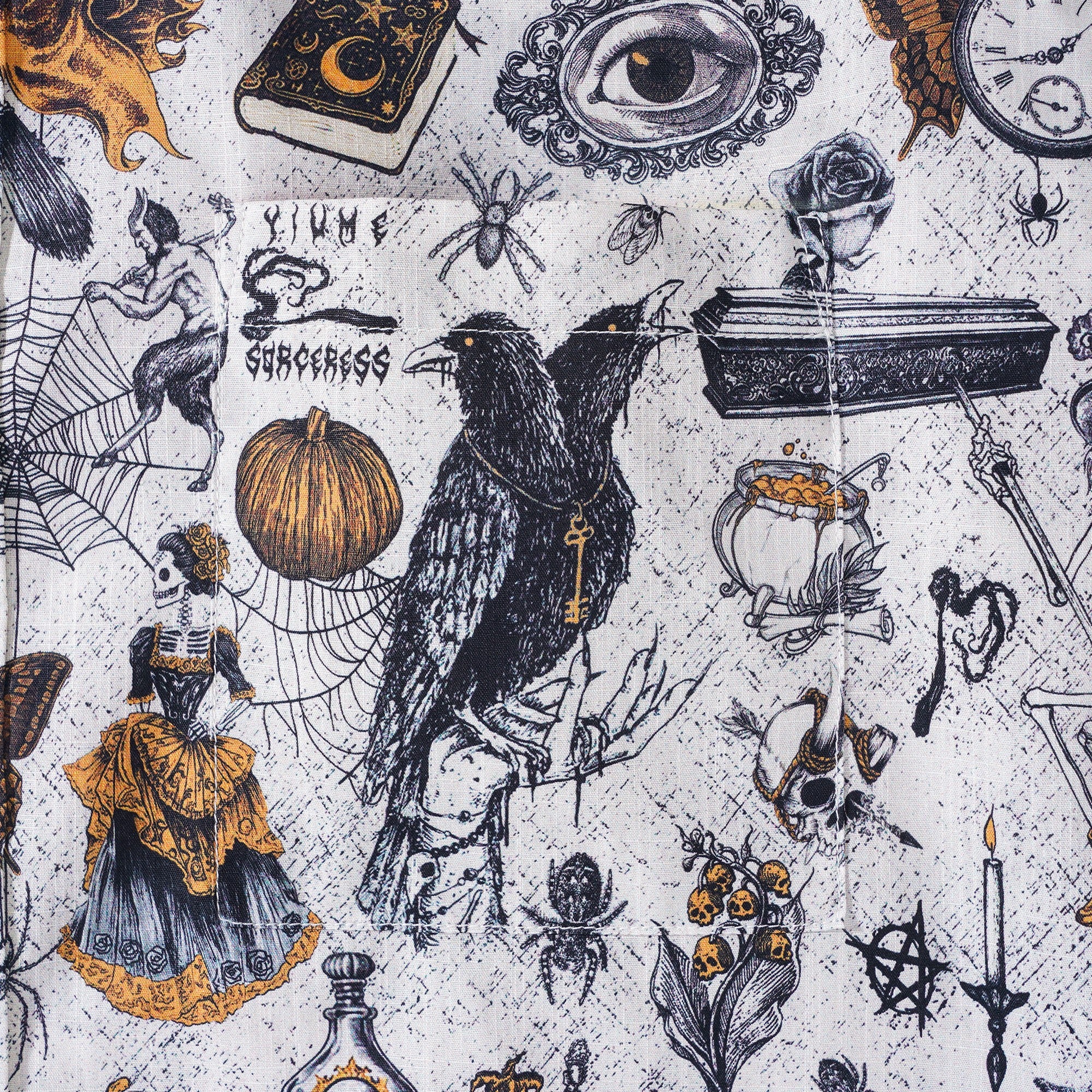 Men's Hawaiian Shirt Short Sleeve Button-down 100% Cotton White Aloha Black Magic