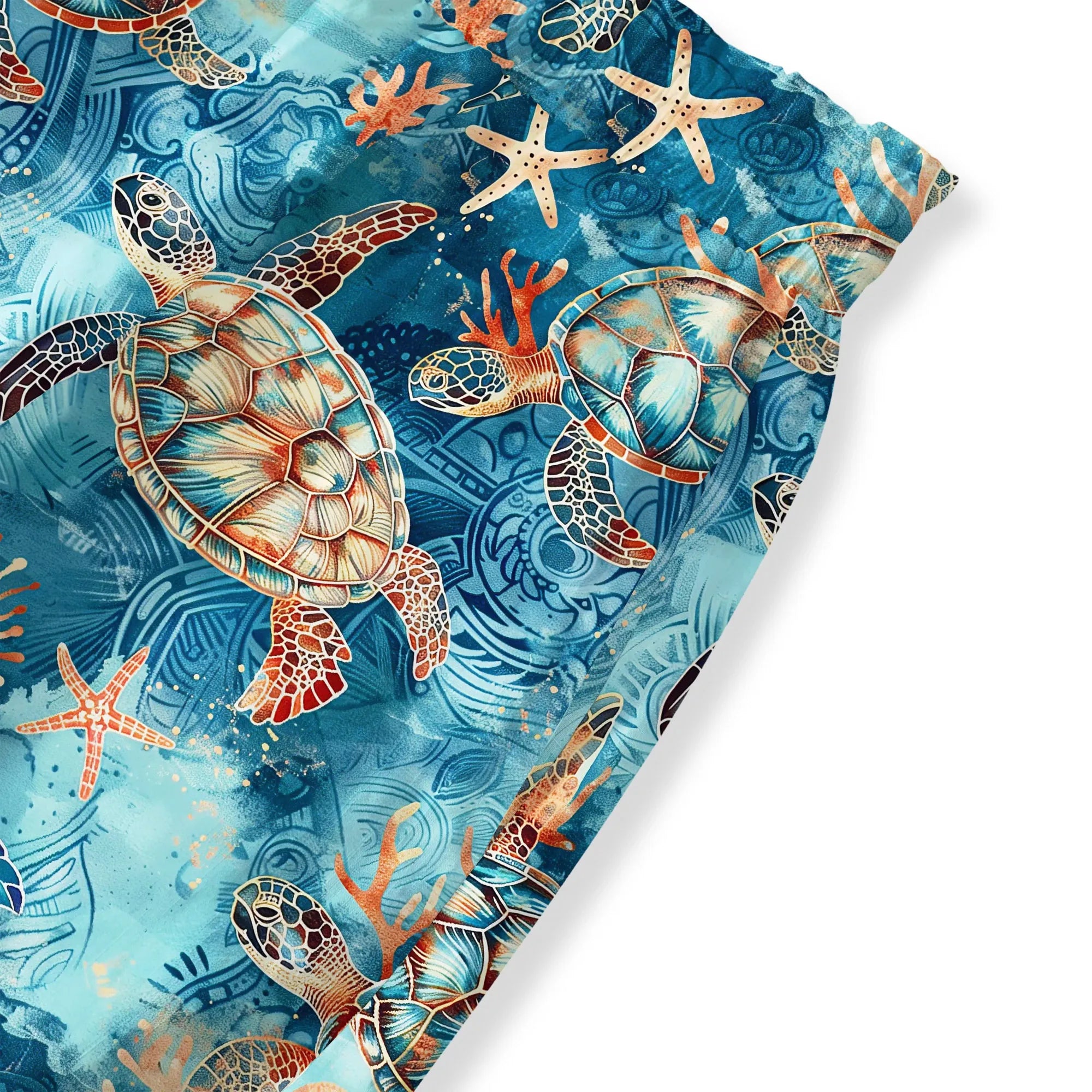 Wide leg palazzo pants for women, sea turtle design