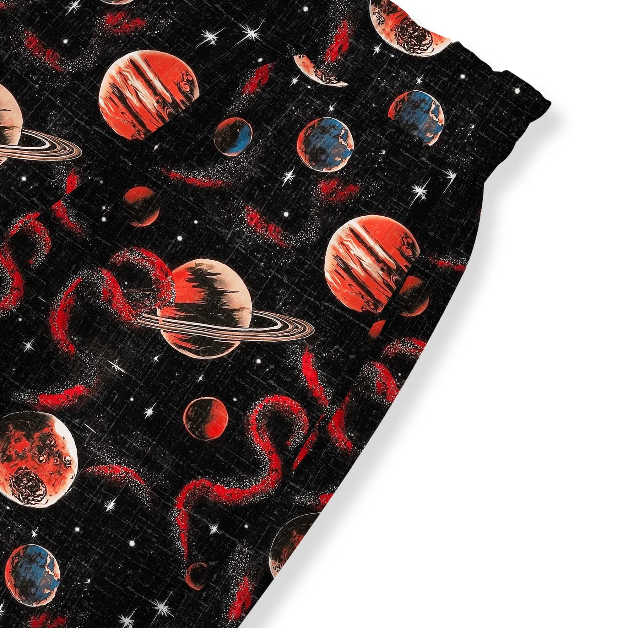 Elastic waist wide leg pants with crimson celestial design