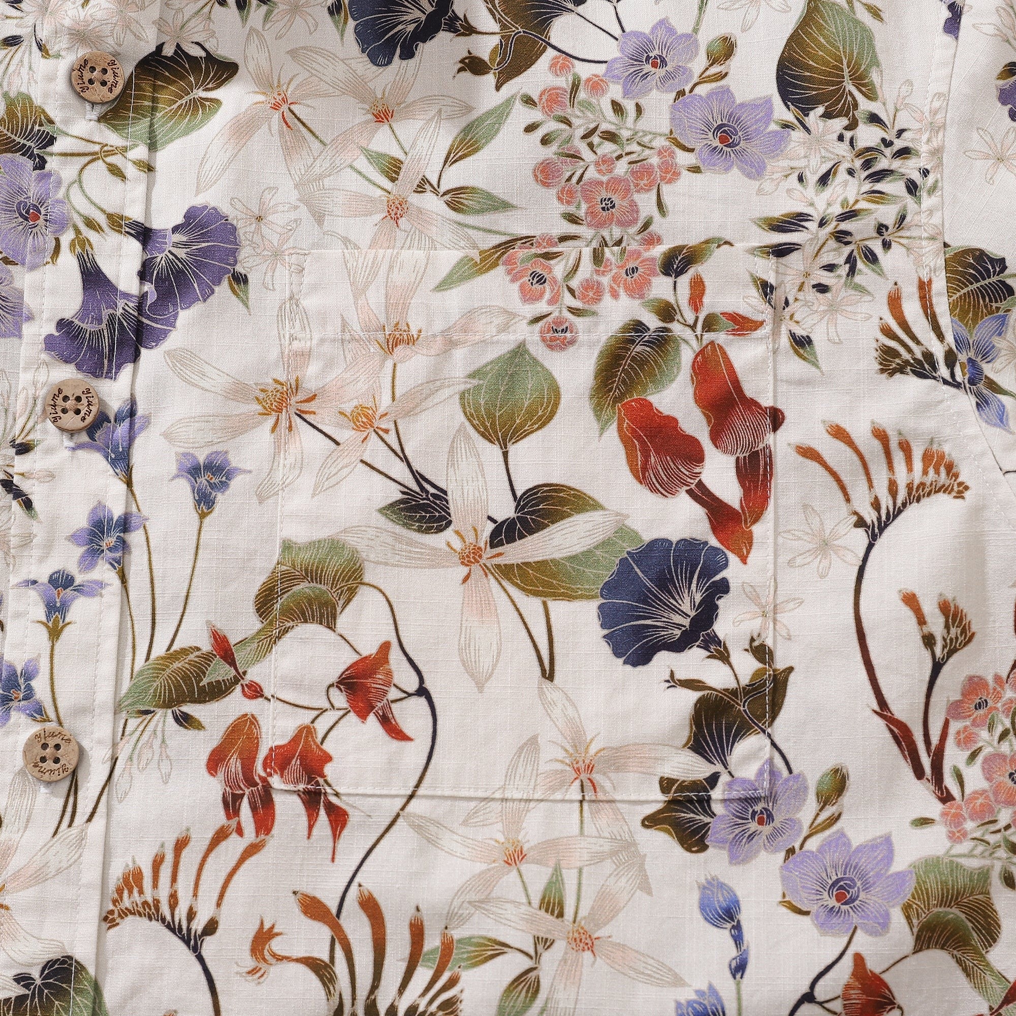 Chemise hawaïenne des années 1930 pour hommes Imprimé fleurs sauvages en coton à manches courtes Aloha