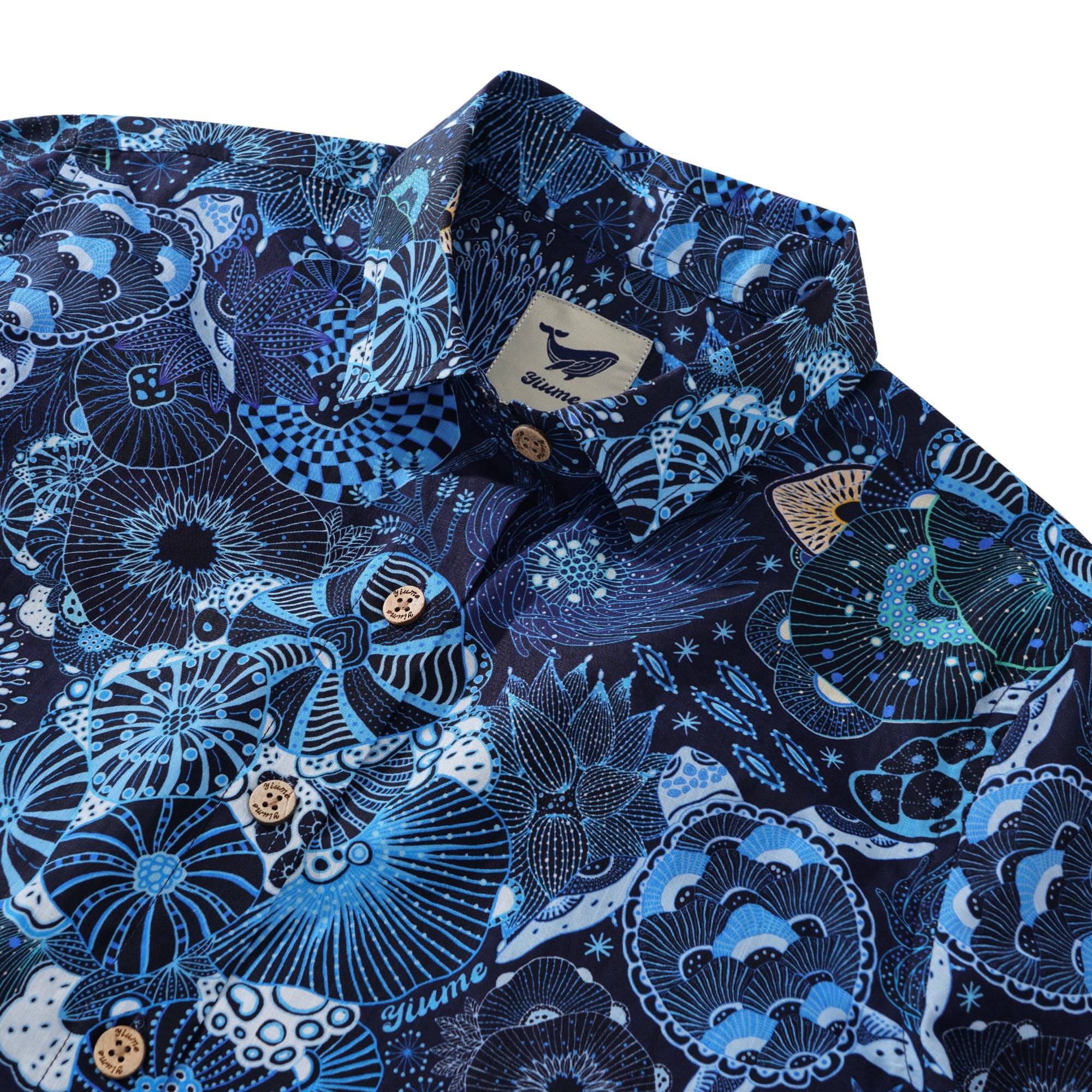 Women's Hawaiian Shirt Short Sleeve Button-up 100% Cotton Blue Aloha Reef Rules