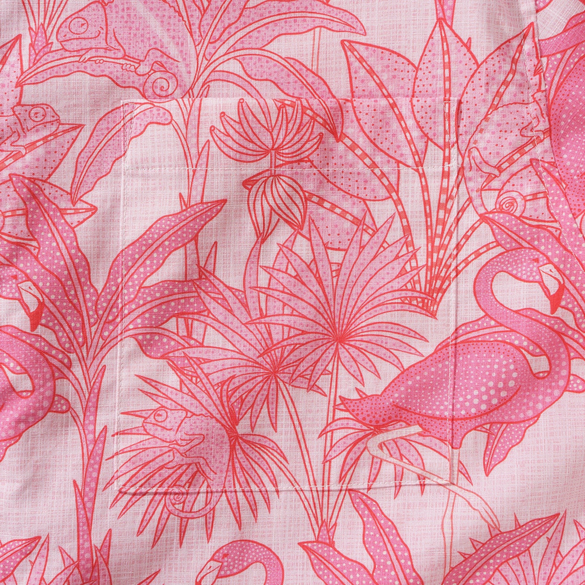 Chemise hawaïenne rose pour homme avec flamants roses, 100 % coton, à manches courtes, à boutons.