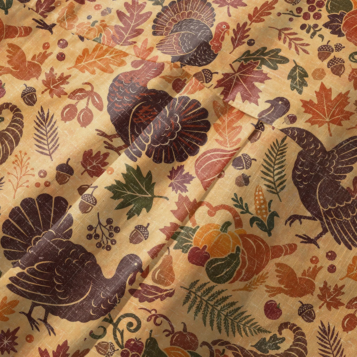 Men's short sleeve Hawaiian Shirt, Thanksgiving, yellow