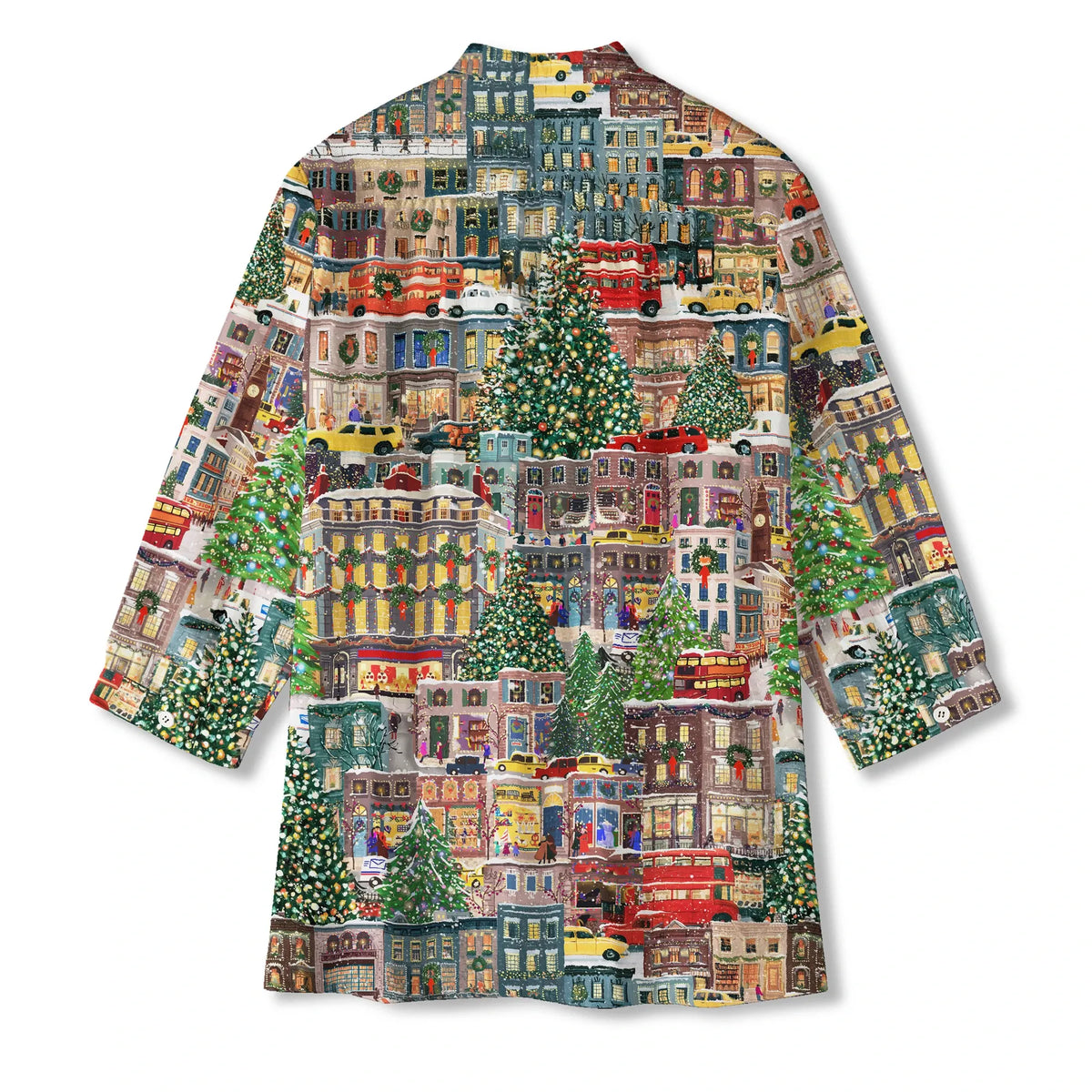 Women's green Christmas blouse, cotton, V-neck