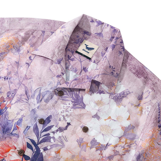 Men's Hawaiian shirt with ombre floral design, short sleeve