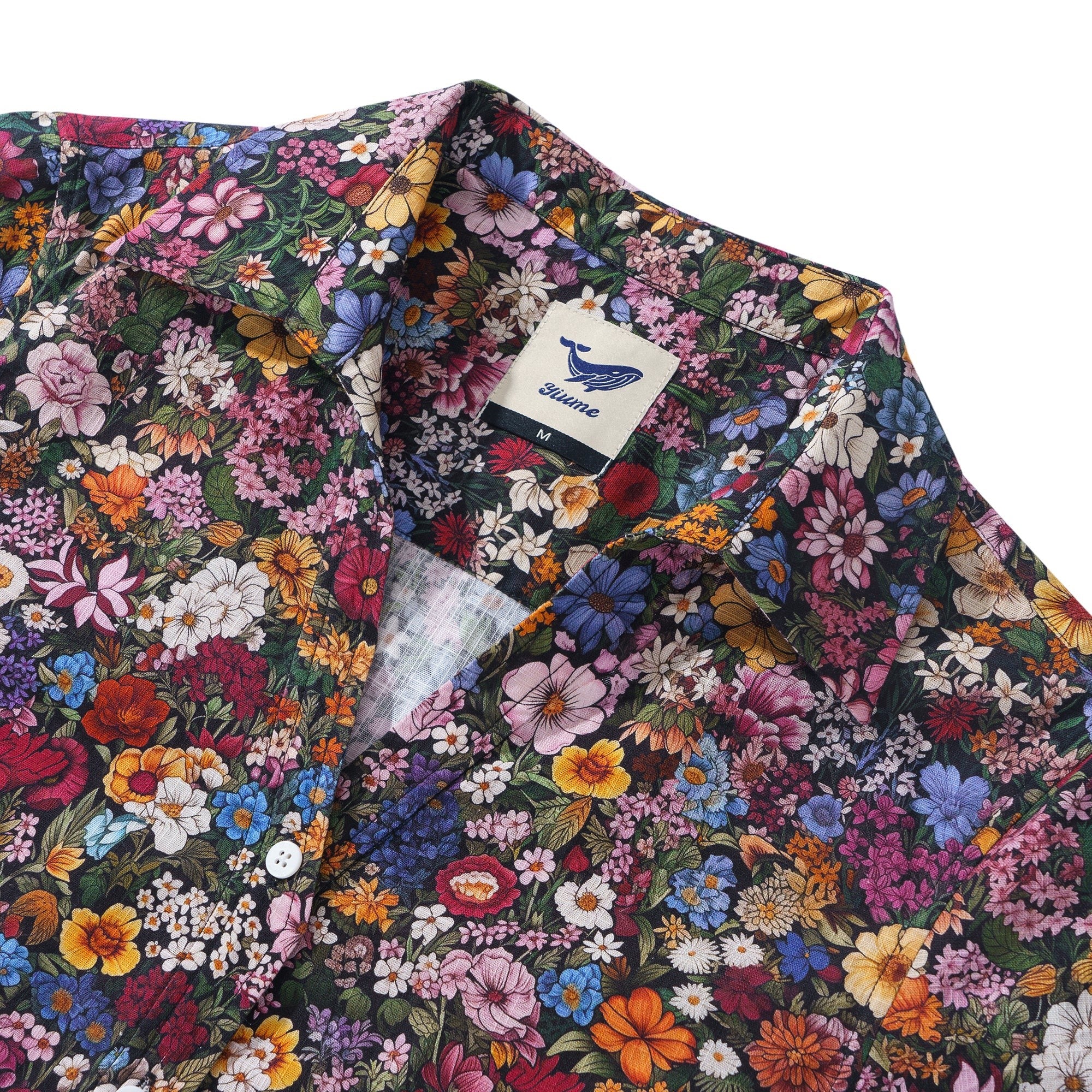 Amidst the Blooms 100% Cotton Women's Long Sleeve V-neck Shirt Blue Aloha Hawaiian Amidst The Blooms Print-mismatched