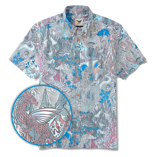 Chemise hawaïenne pour homme à manches courtes, boutonnée, 100 % coton, bleue, Aloha Cosmic Wonder