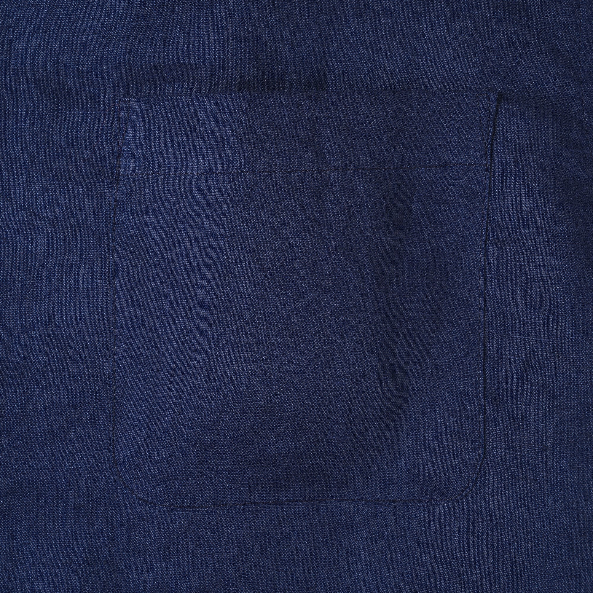 Men's Basic Shirt Short Sleeve Camp Collar 100% Linen Navy Blue Solid Color