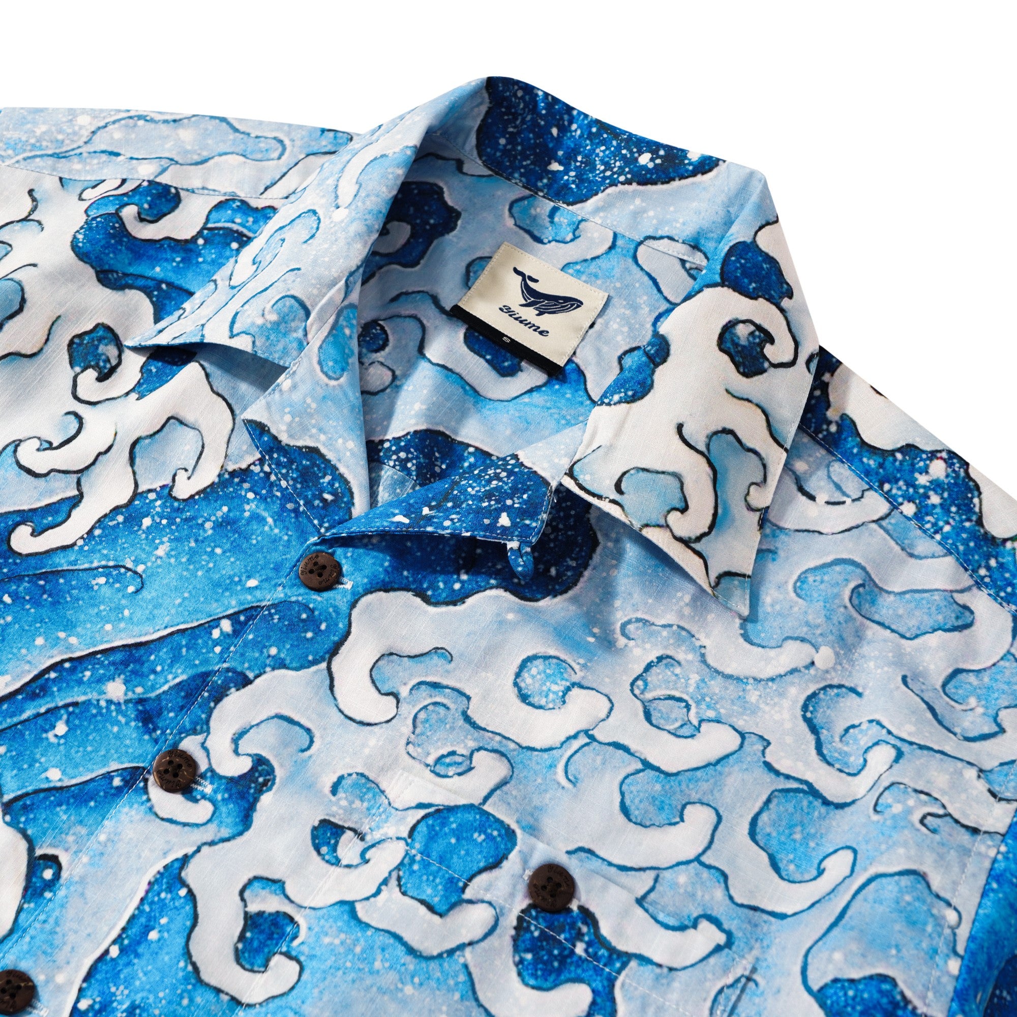 Chemise hawaïenne bleue masculine chemise cubaine à manches courtes 100% coton chemise de rides