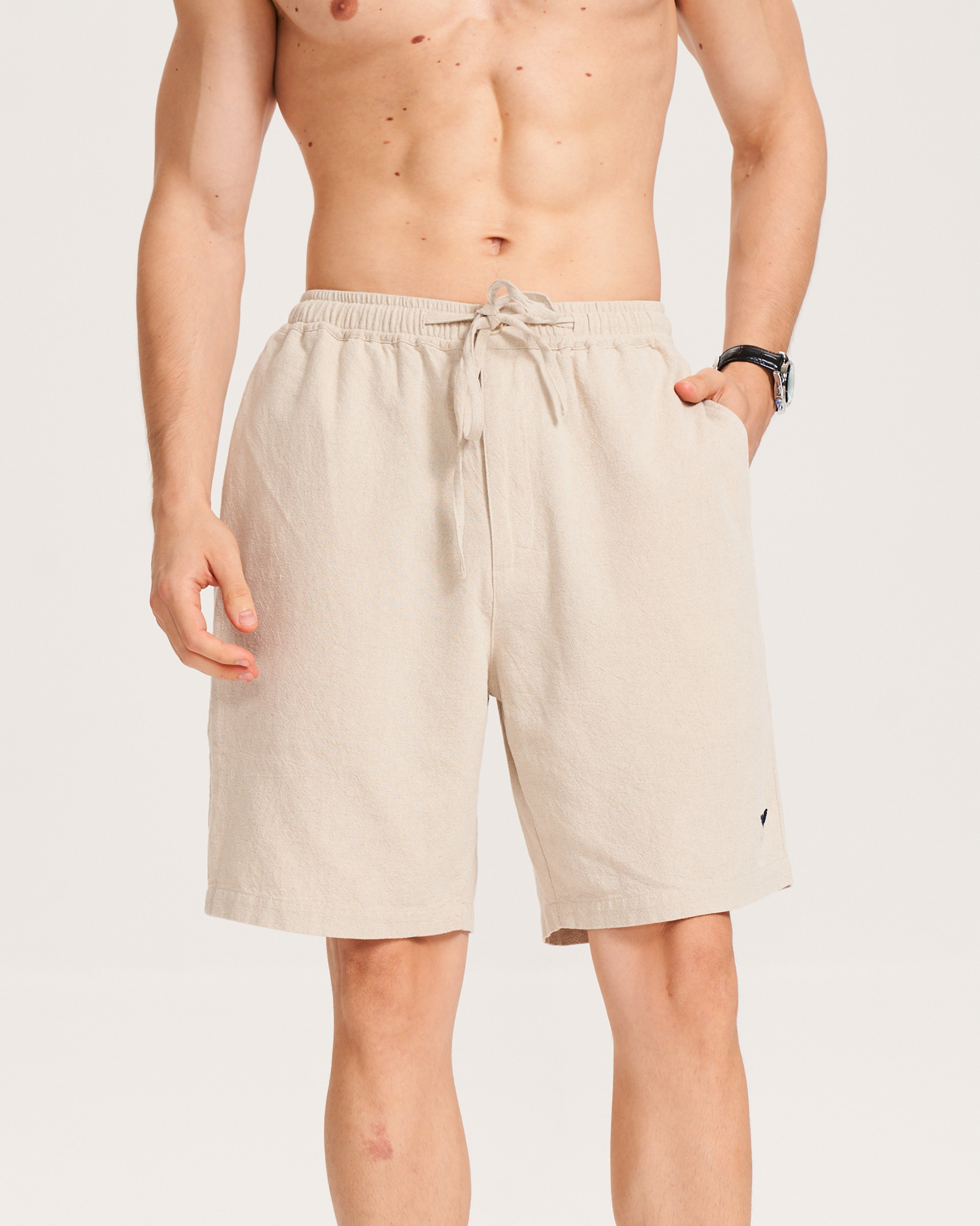 Mens Linen Shorts Mid-Rise Straight Bermuda 8-10 Inch 5-Pocket Shorts - FLAXEN Version 3.0 5-pocket - Flaxen Version 3.0