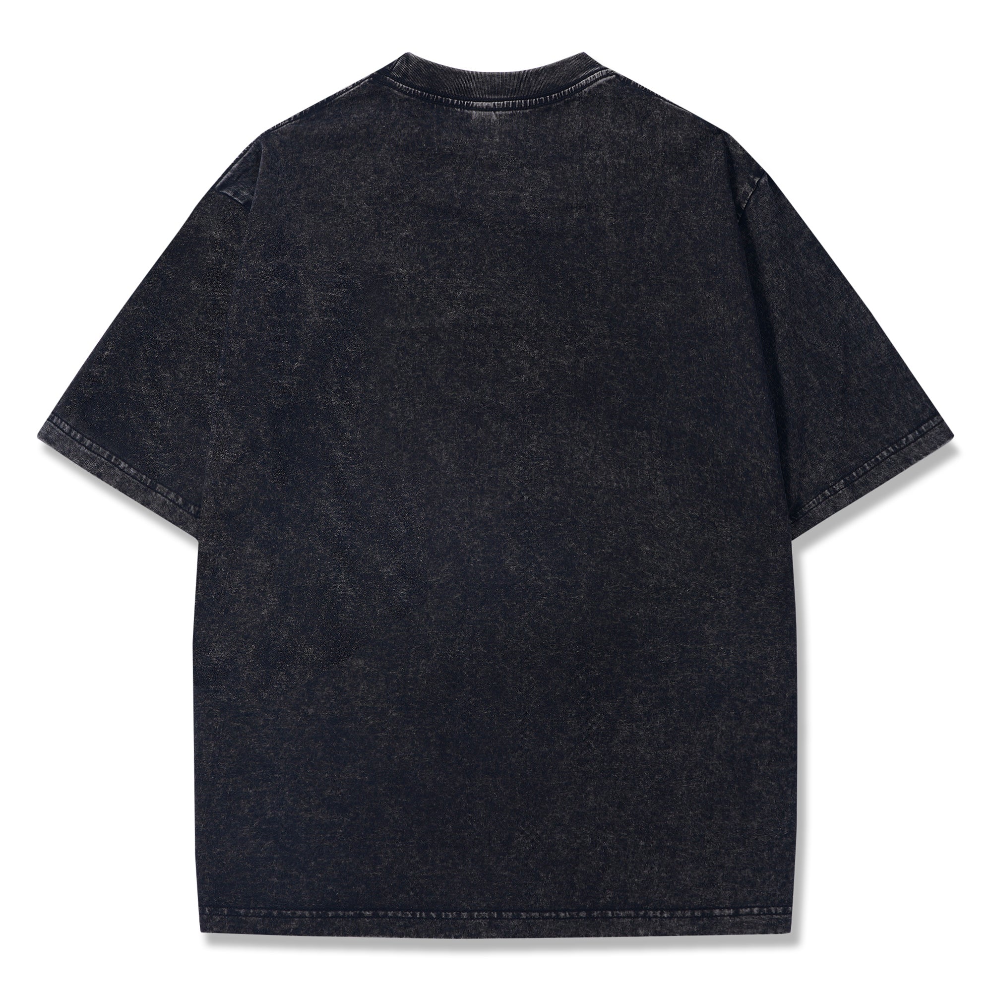 T-shirt hawaïen pour hommes col rond 100 % coton, t-shirt vintage délavé - Noir