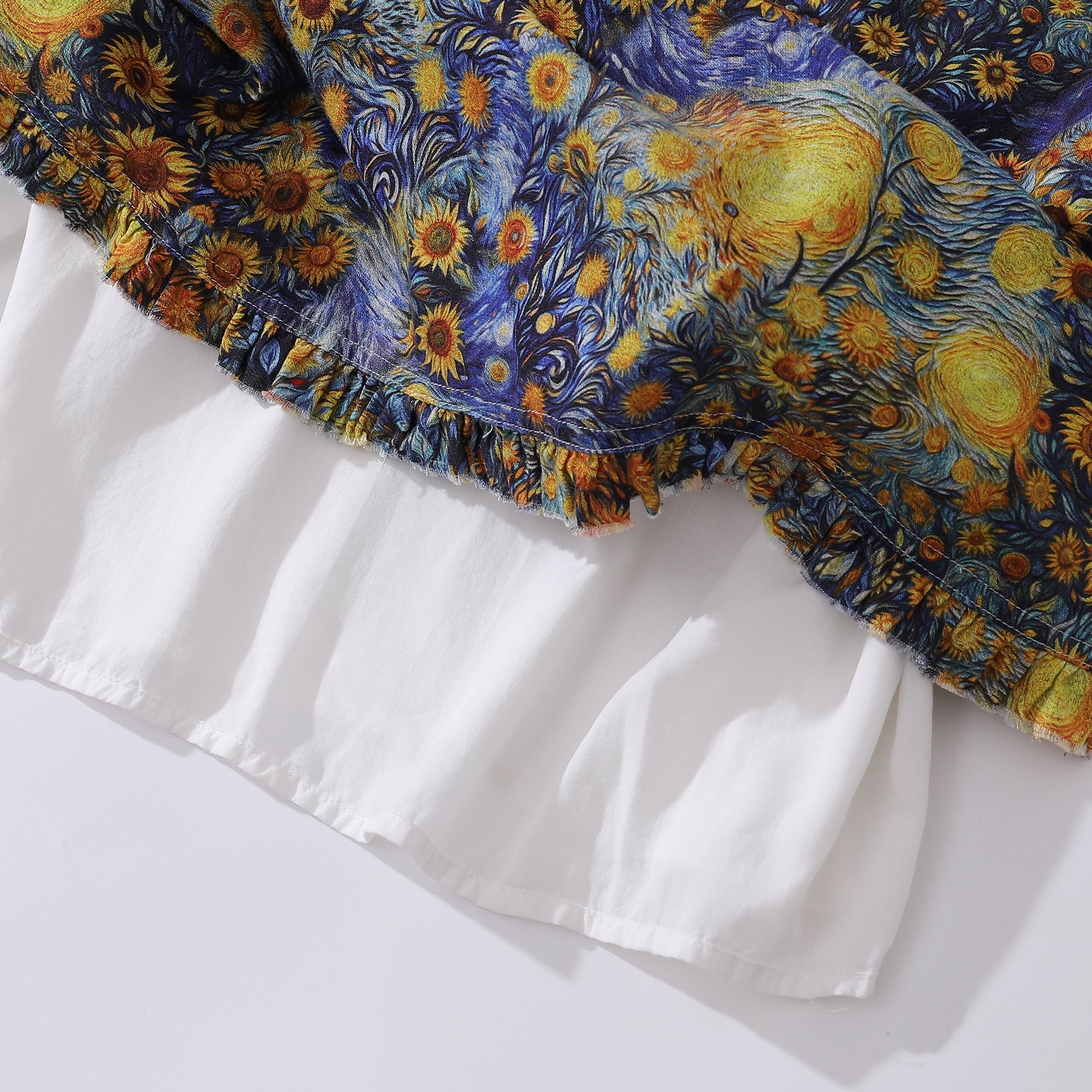 Hawaiian Dress For Women Beach Vacation Dress Van Gogh Sunflower V-Neck Dress Van Gogh Sunflower Dress