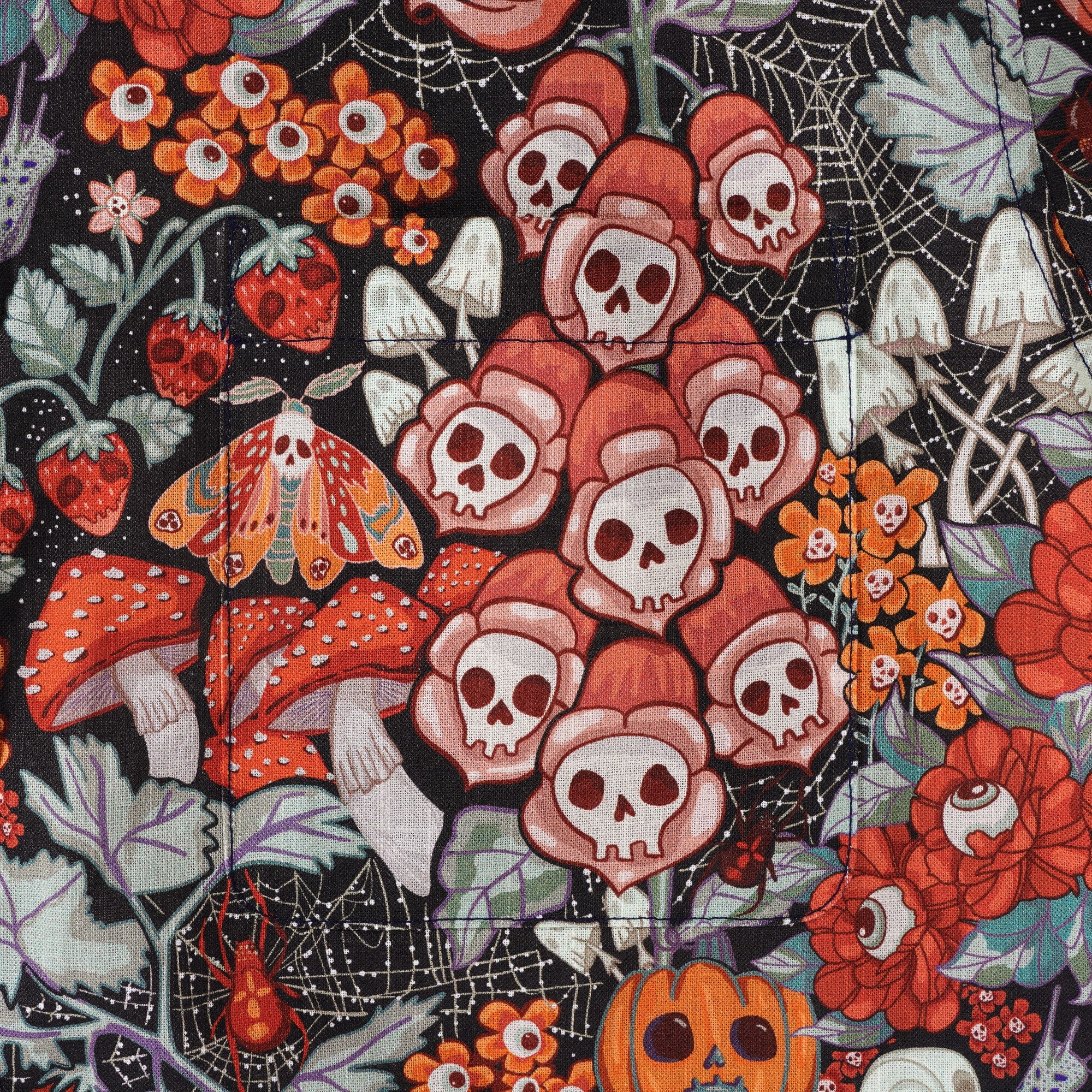 Men's Hawaiian Shirt Long Sleeve Button-down 100% Cotton Green Aloha Halloween Cottage Garden By Bienvenido Colorido