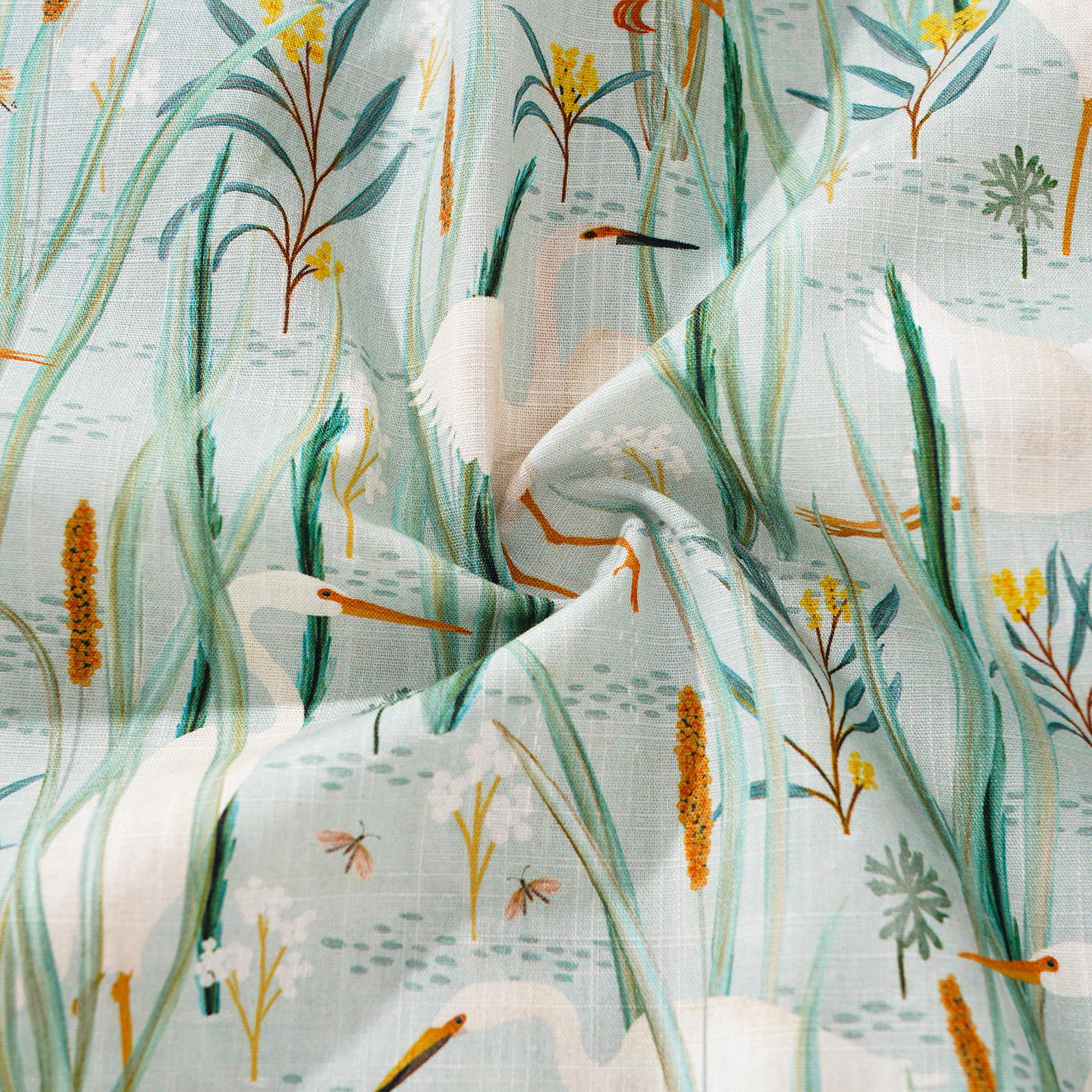 Chemise hawaïenne masculine à manches courtes à manches courtes 100% coton vert aloha oiseaux du billabong par Katherine Quinn