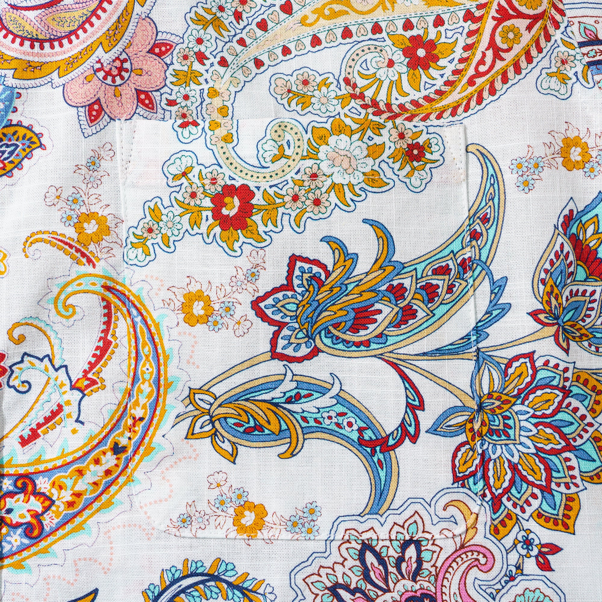 Tanz von Paisley 100% Baumwolle Herren Langarm Button-Down Hemd Weiß Aloha Hawaiian