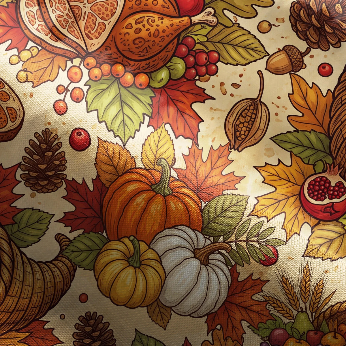 Elastic waist women's skirt, Thanksgiving harvest pattern, orange