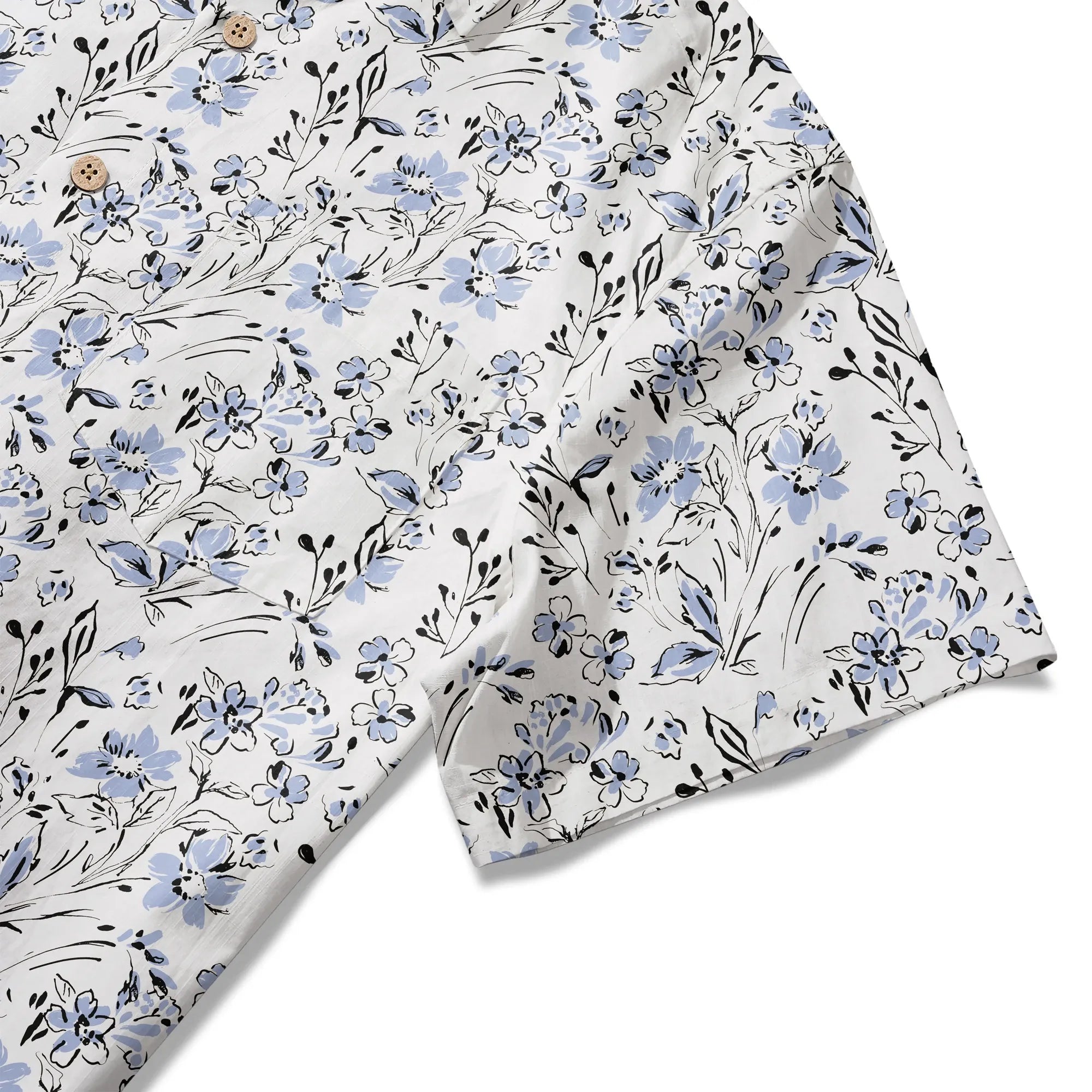 Button-up Blue Floral Hawaiian Shirt for Men