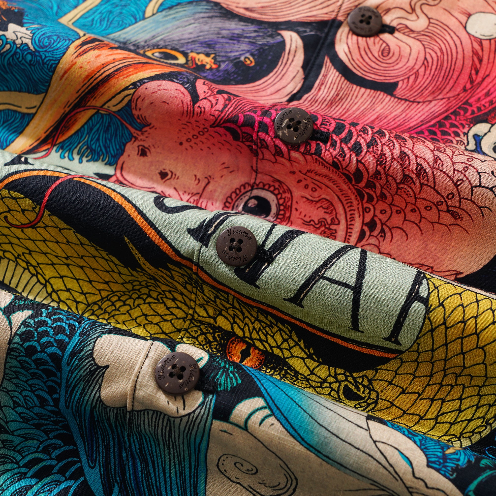 Herren Hawaiian Shirt Kurzarm Camp Kragen 100% Baumwolle Schwarz Aloha Ukiyo Nr. 3 von Rlon