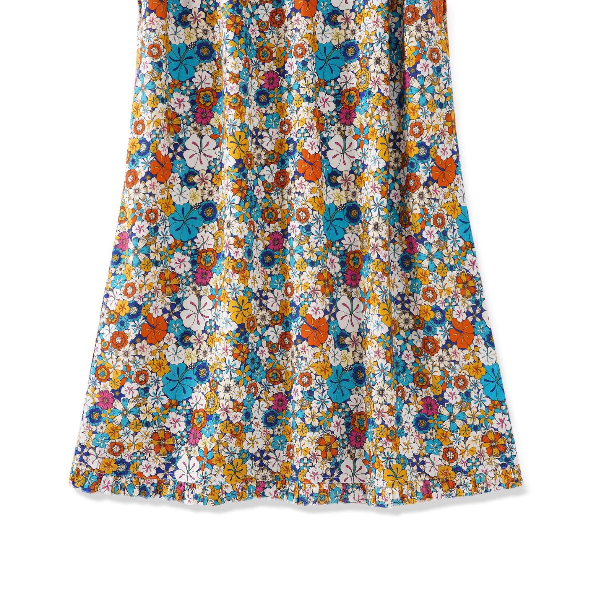 Women's Hawaiian Dress Sleeveless V-neck 55% Linen 45% Rayon Orange Aloha Hibiscus Blossom