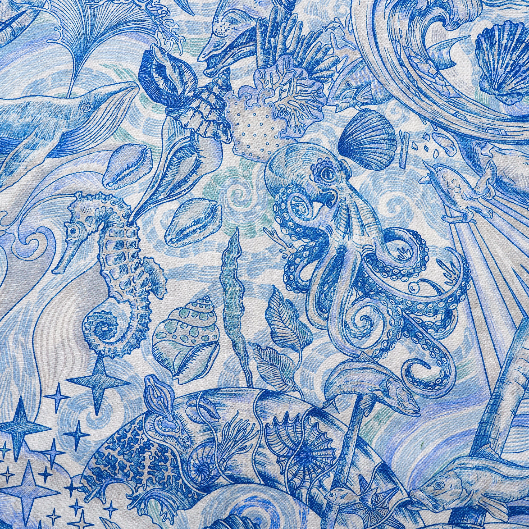 Chemise hawaïenne pour homme à manches courtes, boutonnée, 100 % coton, bleue, Aloha Rêve de l'Océan