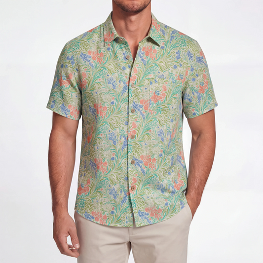 Botanical print short sleeve shirt for men
