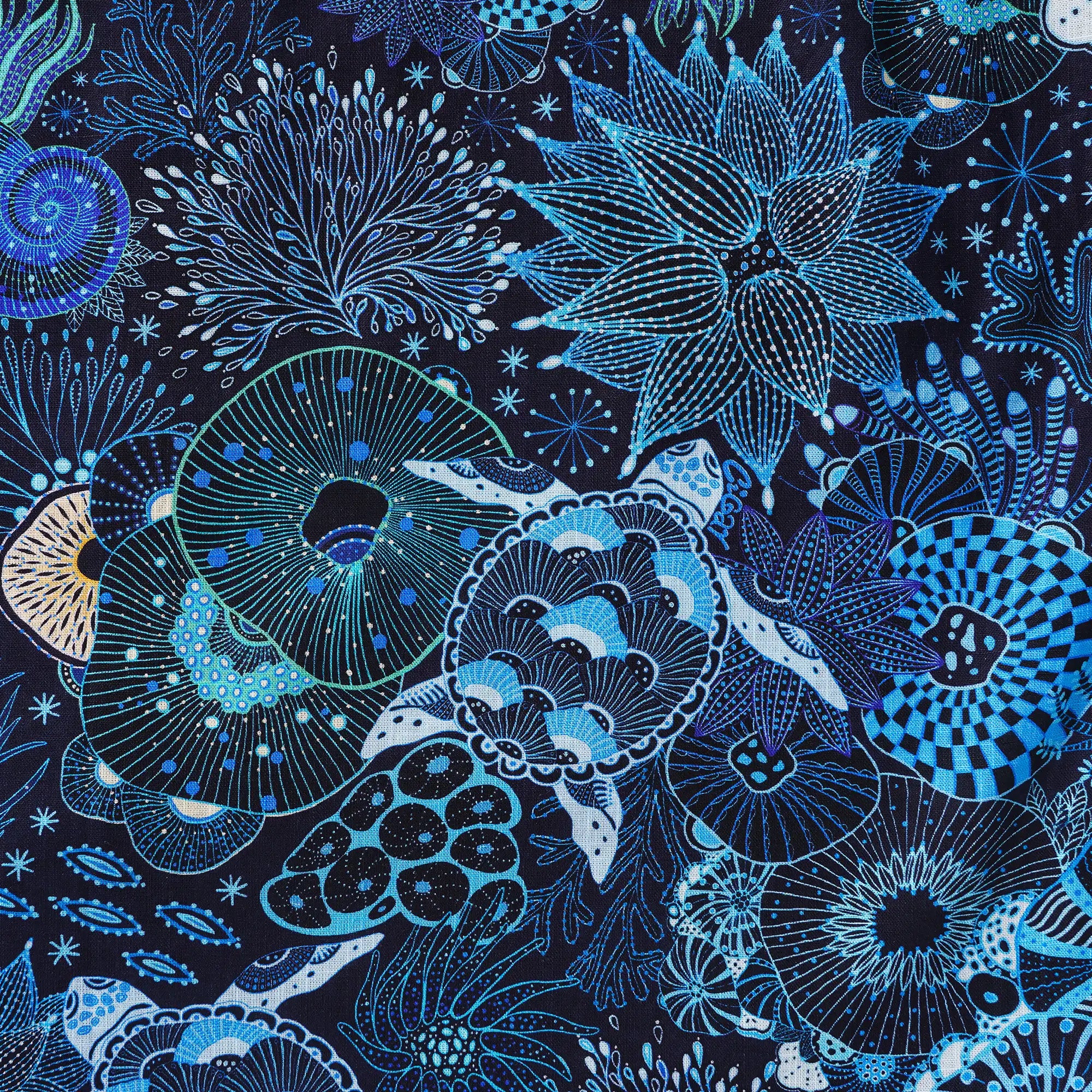 Men's Hawaiian Shirt Long Sleeve Button-down 100% Cotton Blue Aloha Reef Rules