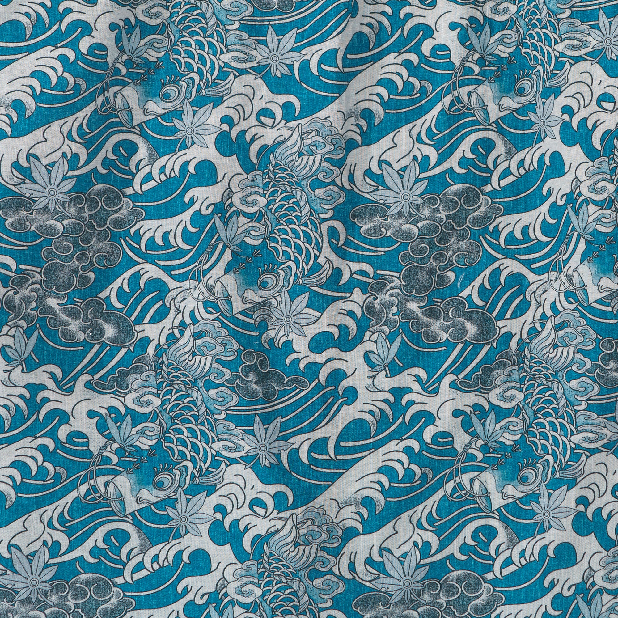 Koi Dance dans les Nuages Chemise à Manches Longues Aloha Hawaiian 100% Coton pour Hommes