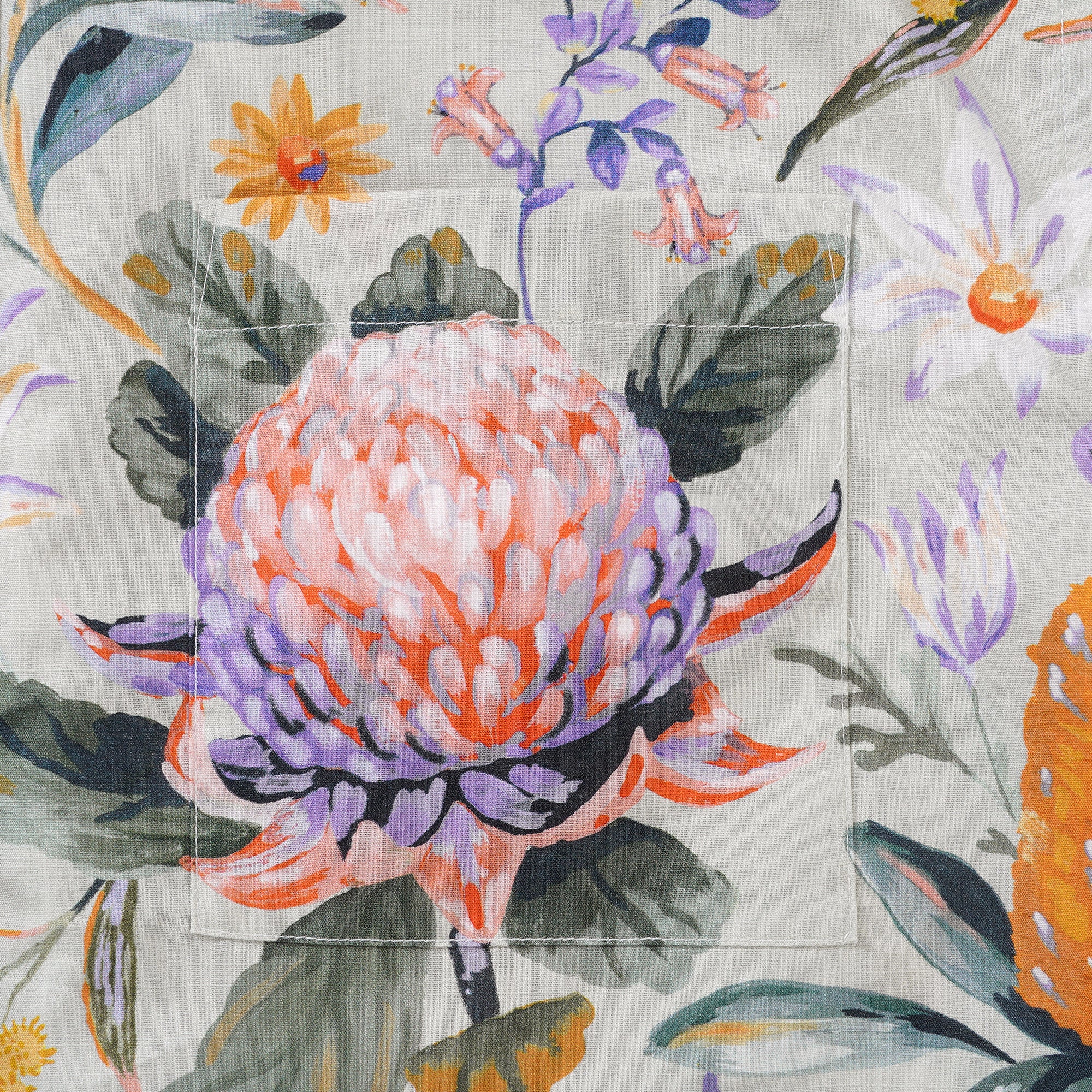 Bushwalk par Jayne Branchflower Chemise à manches courtes pour homme 100% coton Boutonnée Violet Aloha Hawaïenne