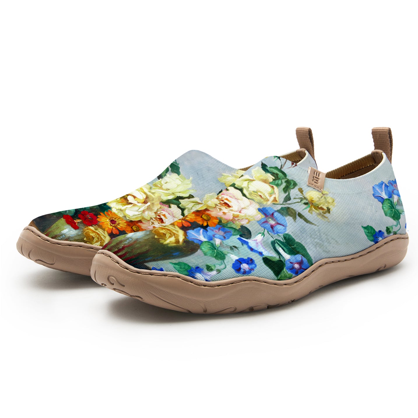 Yiume Frauenkunst Slip-on-Schuhe bequemes atmungsaktives Strick-Freizeitschuh, Vintage Bouquet Hawaiian Blumenhemd