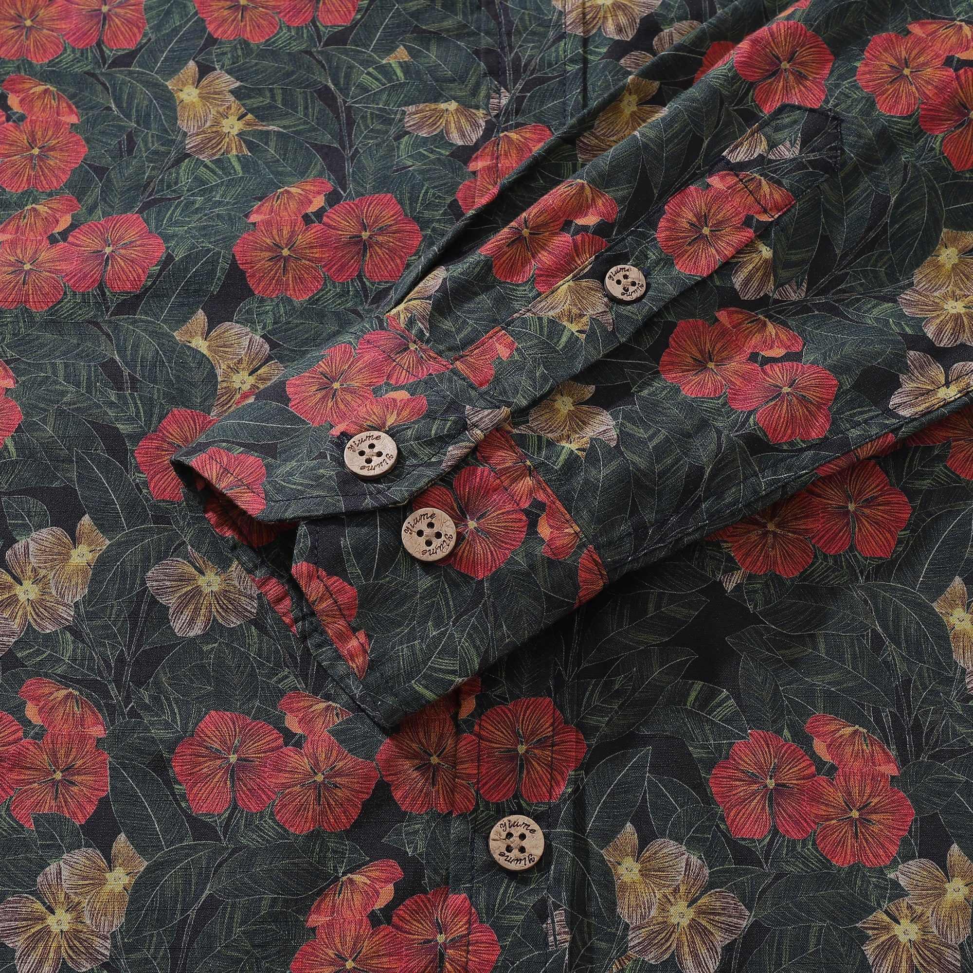 Men's Hawaiian Shirt Serenity in Bloom Print By Mahhima Bansal Cotton Button-down Long Sleeve Aloha Shirt Serenity In Bloom By Mahhima Bansal