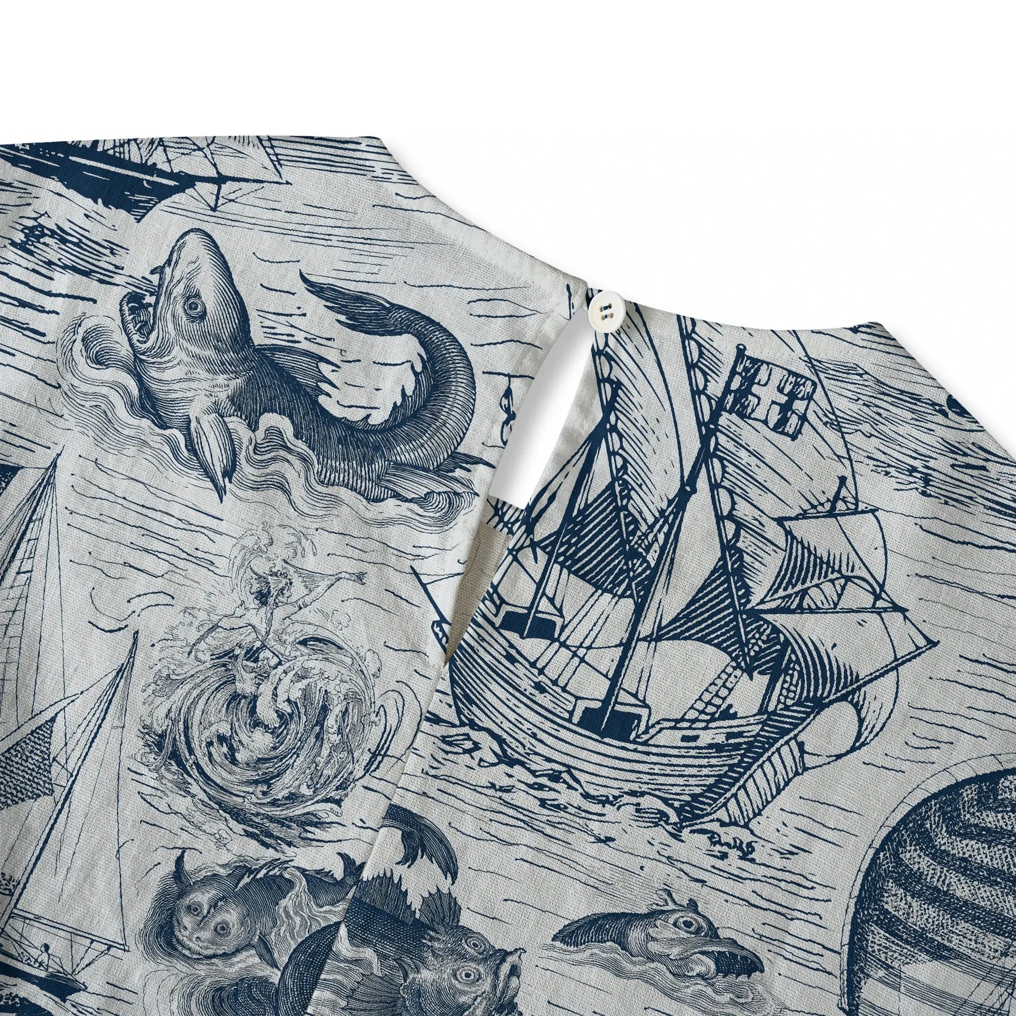 Lyocell linen women's blouse with nautical artwork
