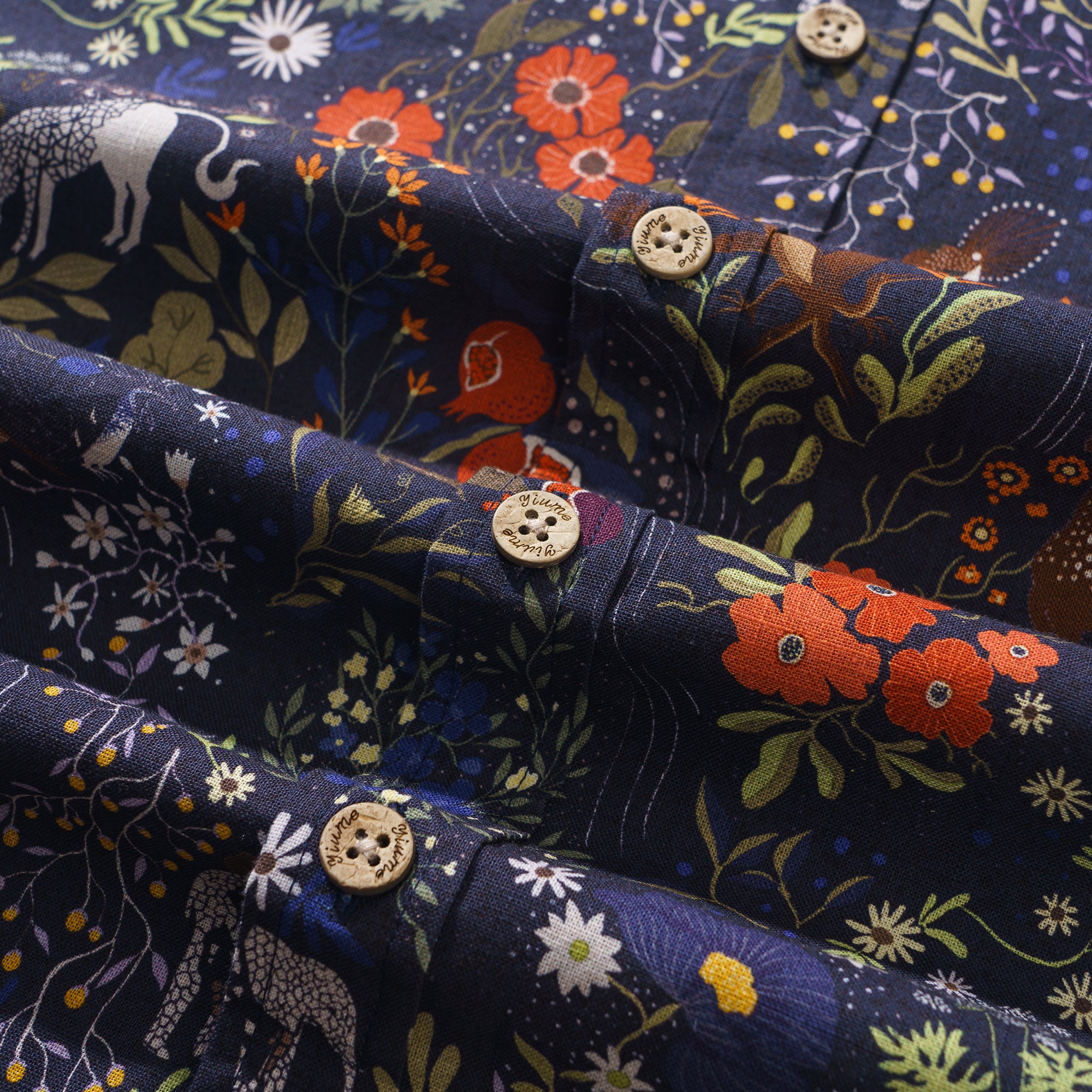 Chemise à manches longues pour homme Heavenly Garden 100 % coton Aloha hawaïenne