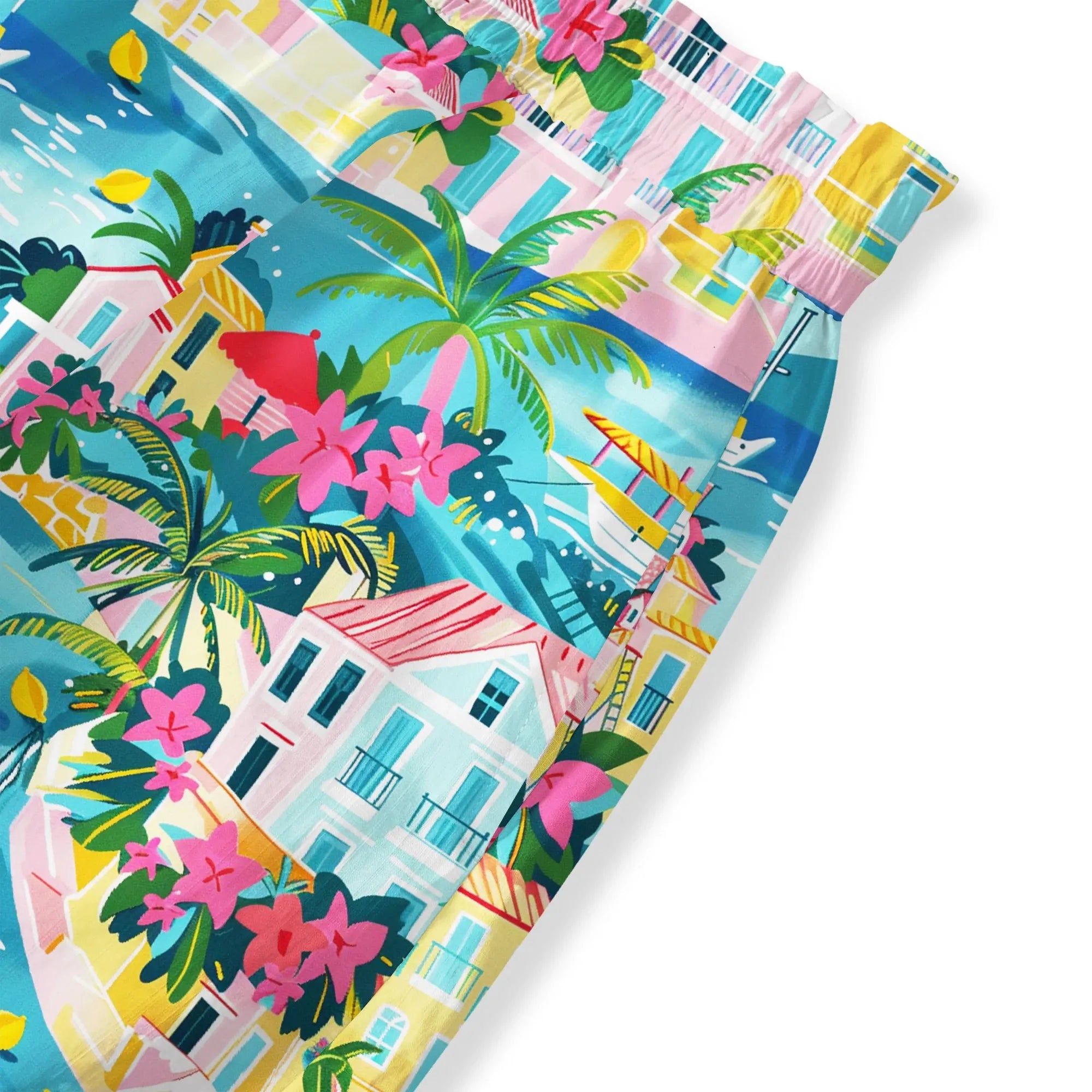 Casual floral wide leg pants, pockets, beach wear