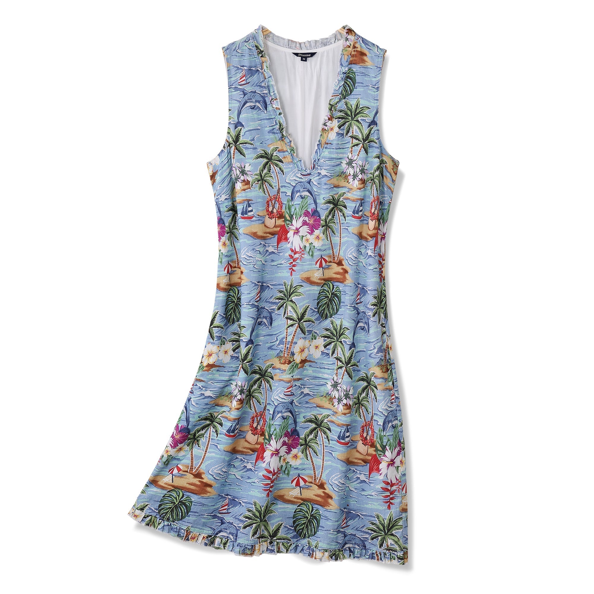 Hawaiian Dress For Women Summer Scenery V-Neck Dress Summer Scenery Dress